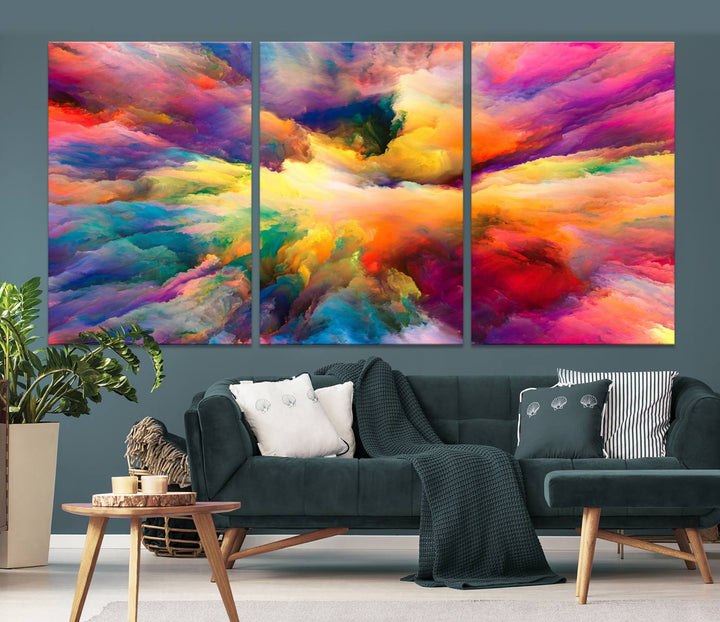 Arte de pared en forma de nube de colores vibrantes y ardientes Lienzo