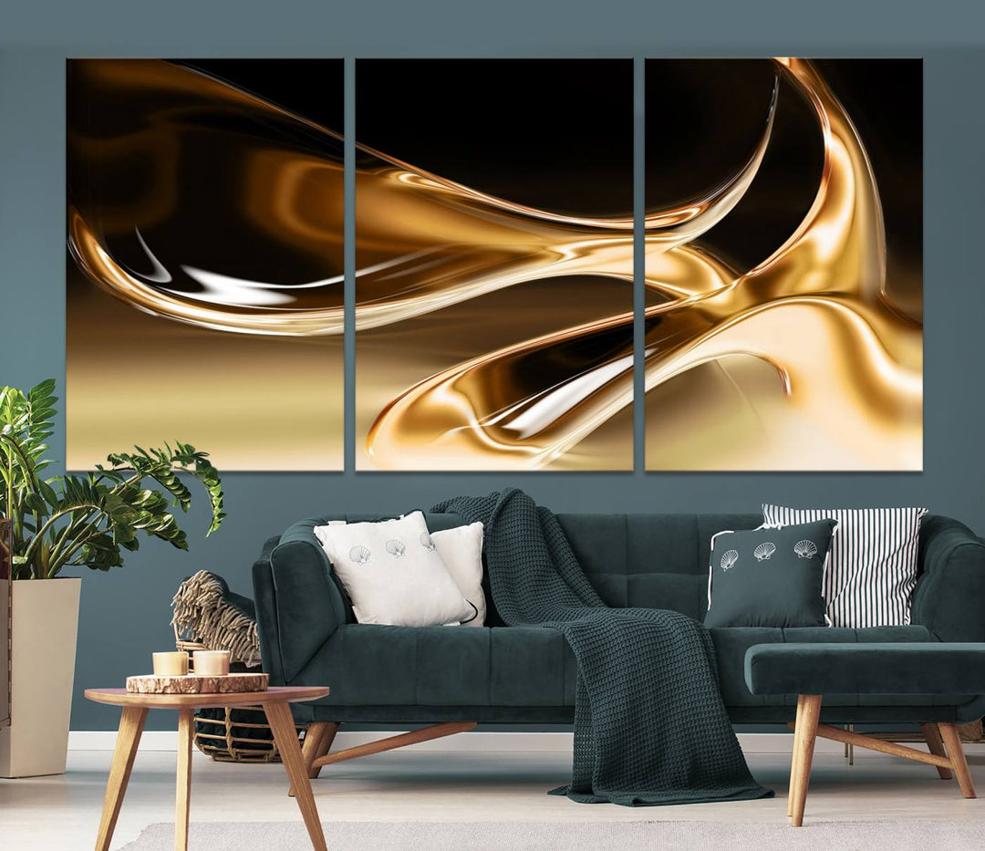 Liquid Glittered Luxury Gold Canvas Wall Art Print