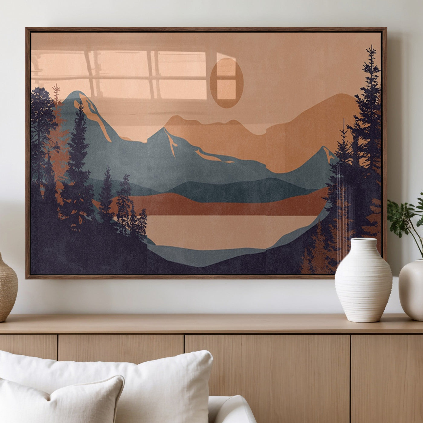 MGV-FP-60X30-3P - Modern Boho Sunset Canvas Print, Mountain Landscape Triptych – Giclée Canvas Art Print for Living