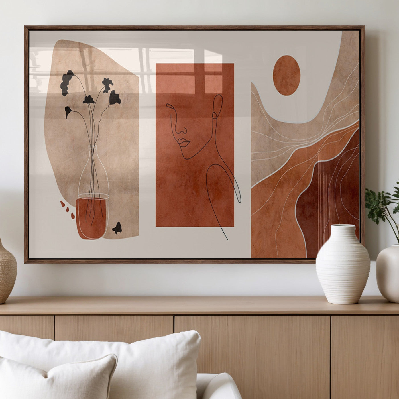 MGV-FP-60X30-3P - Boho Sunset Mountain Canvas Print, Modern Boho Sunset Mountain Landscape Triptych – Giclée Canvas