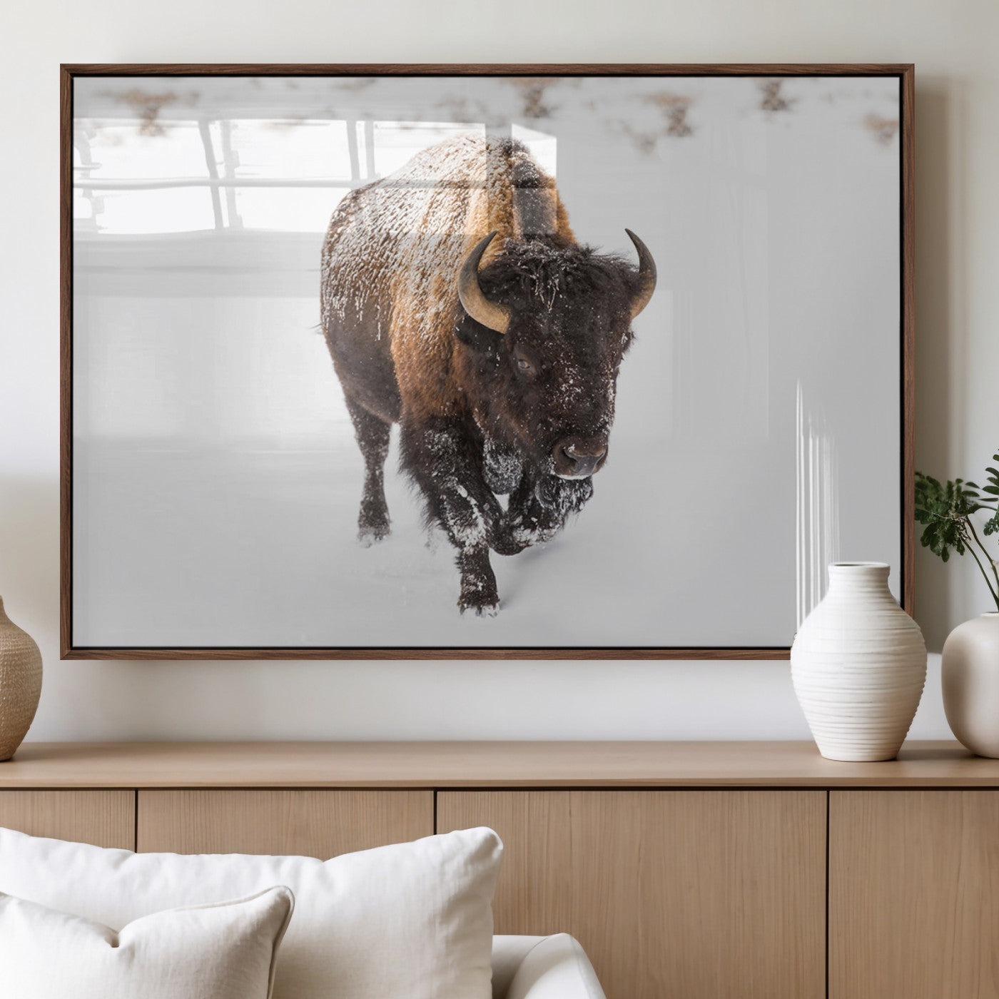 MGV-FP-36X24-3P - Bison Winter Wall Art Canvas Print For Farmhouse Decor
