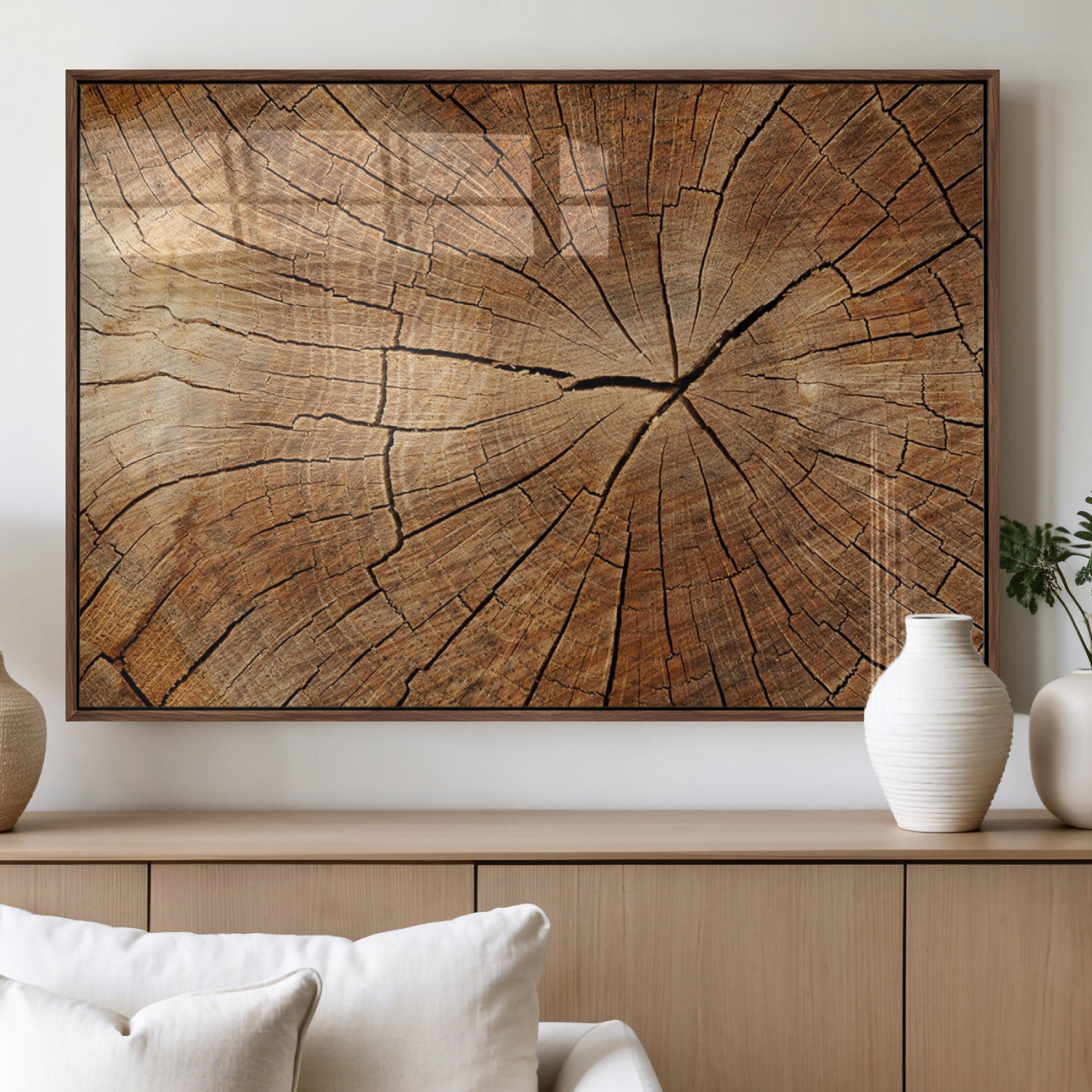 MGV-FP-36X24-3P - Tree Ring Canvas Art, Rustic Wood Grain Wall Art, Tree Slice Decor for Modern Homes, Giclee