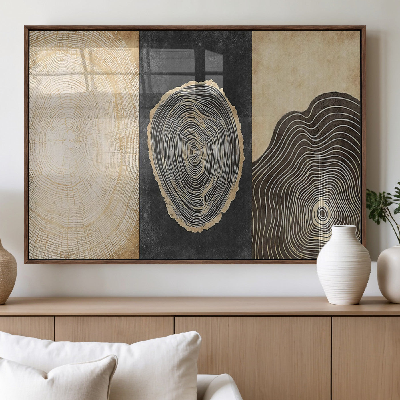 MGV-FP-36X24-3P - Tree Rings Canvas Wall Art Print – Minimalist Natural History in Modern Decor - Minimalist Boho Wall