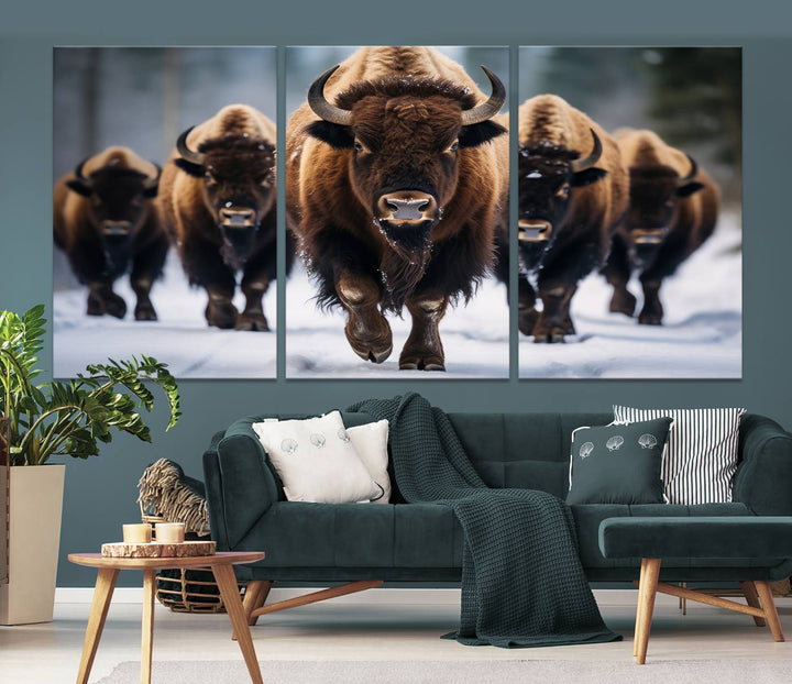 Buffalo Wall Art Canvas Print, American Bison Herd Wall Art Canvas Print