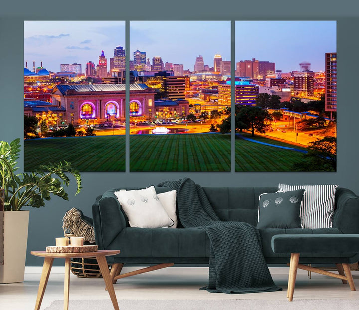 Impression sur toile de nuit de Kansas City, art mural et