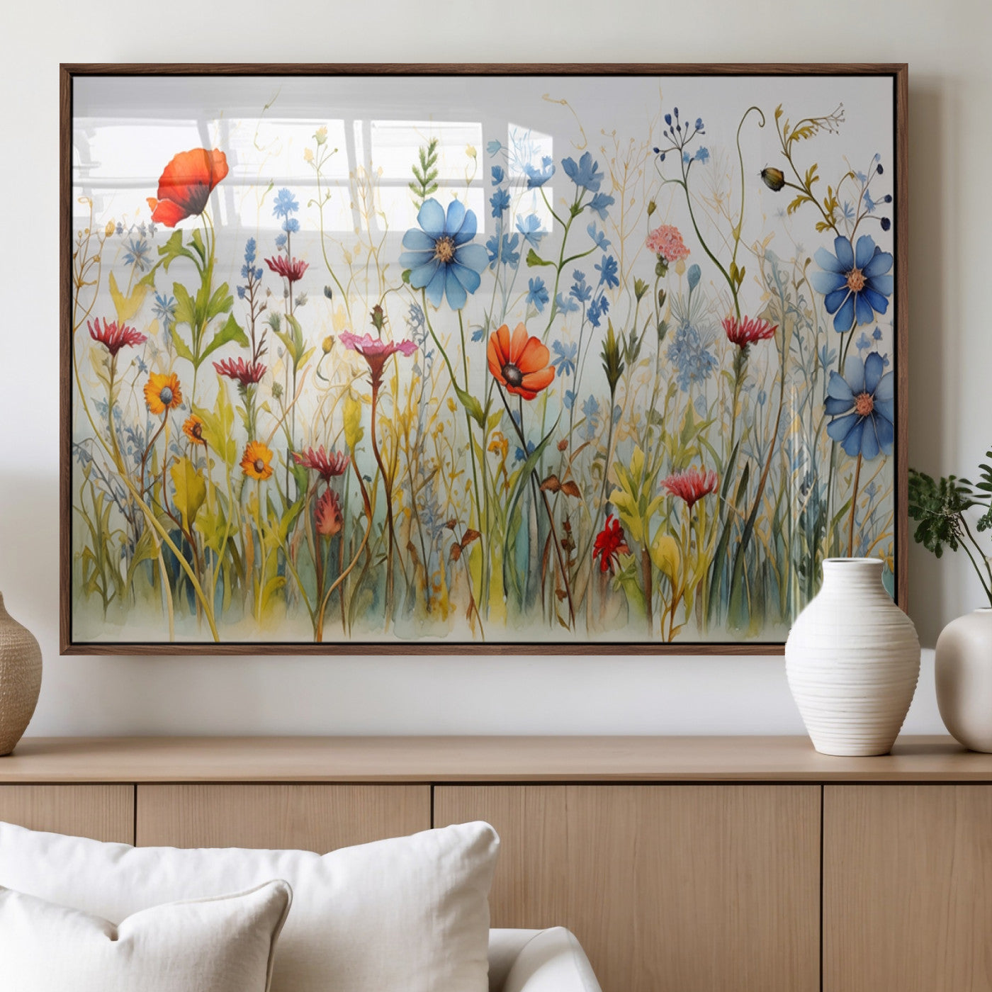 MGV-FP-36X24-3P - Colorful Wildflower Canvas Wall Art - Vibrant Floral Botanical Print, Bright Nature Decor for Living