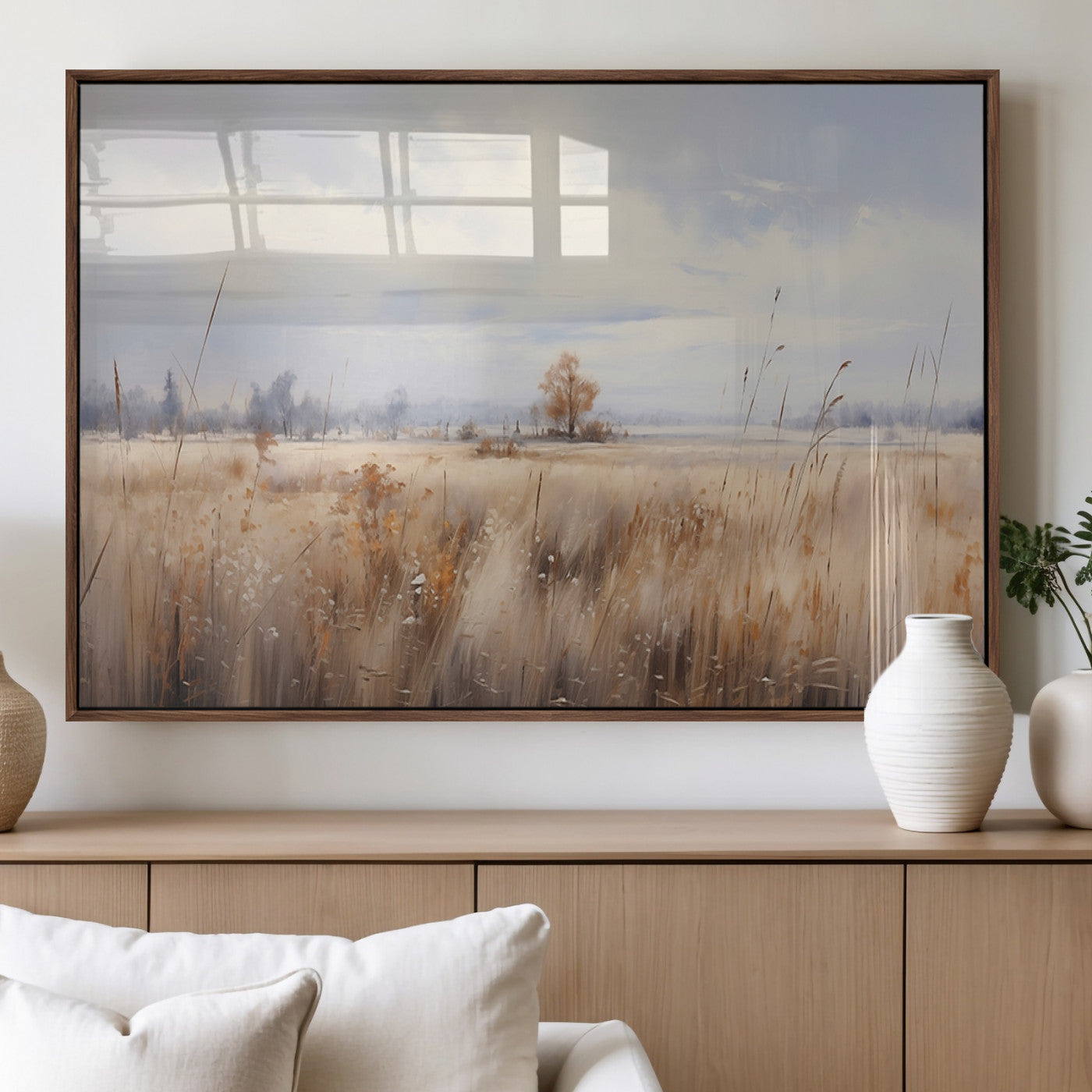 MGV-FP-36X24-3P - Golden Fields Wall Art Print Canvas – Serene Landscape of Nature’s Tranquility in Minimalist for