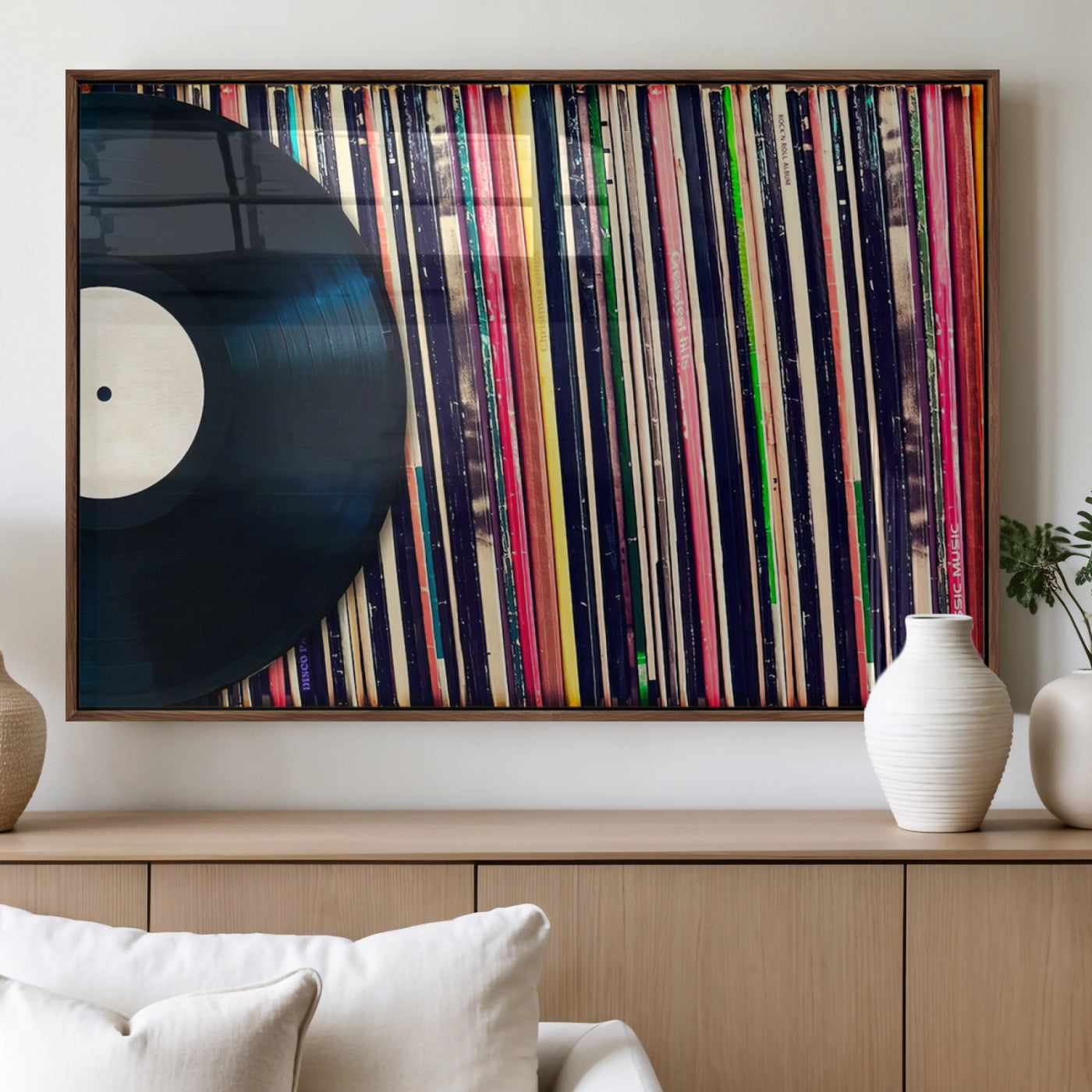 MGV-FP-36X24-3P - Vinyl Record and Album Collection Canvas Wall Art - Retro Music Decor, Vintage Vinyl, Vinyl Record