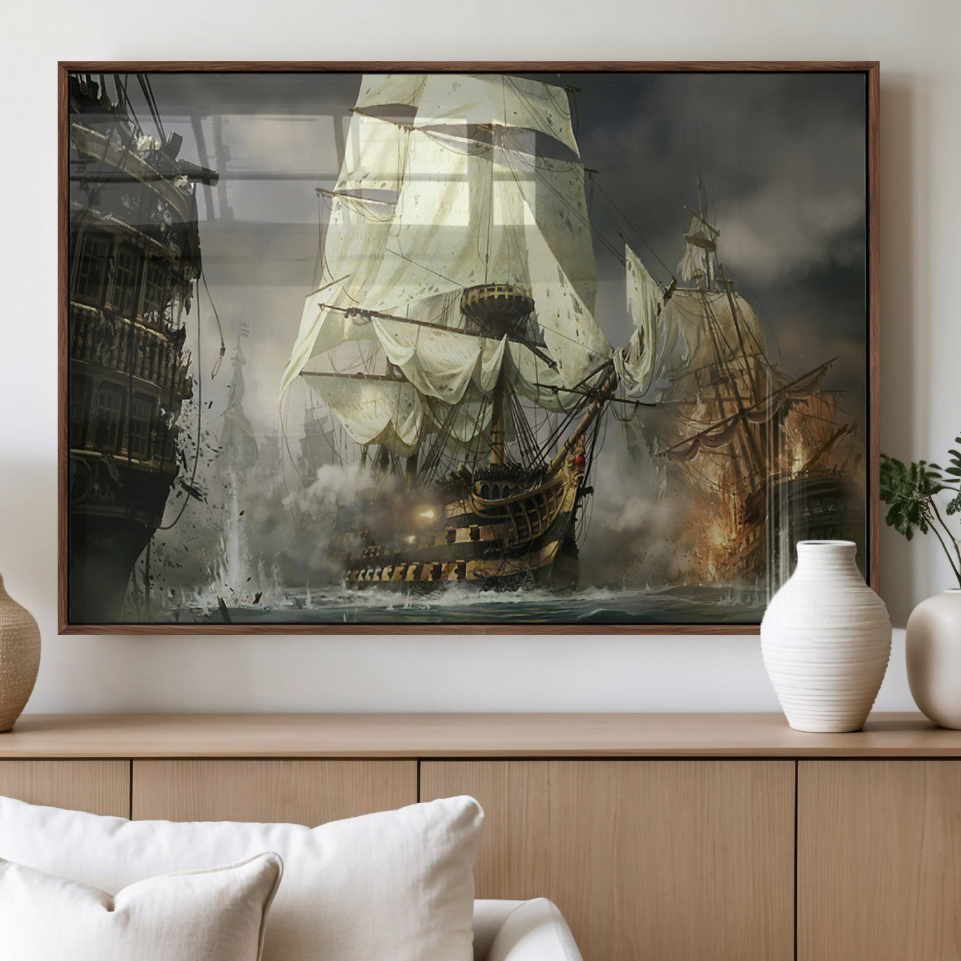 MGV-FP-36X24-3P - Pirate Ship War Wall Art Canvas Print