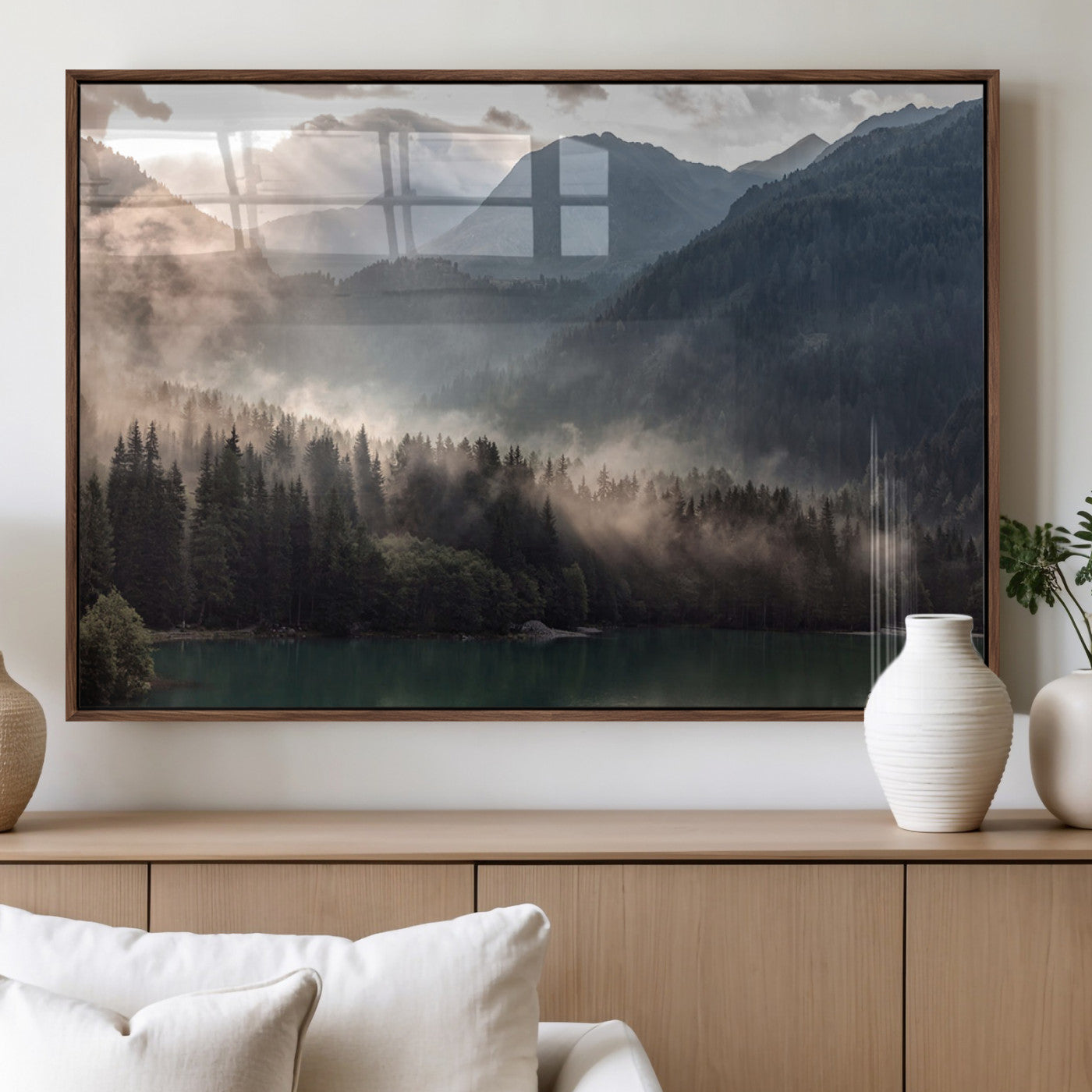 MGV-FP-36X24-3P - Foggy Mountain Canvas Print Forest Wall Art