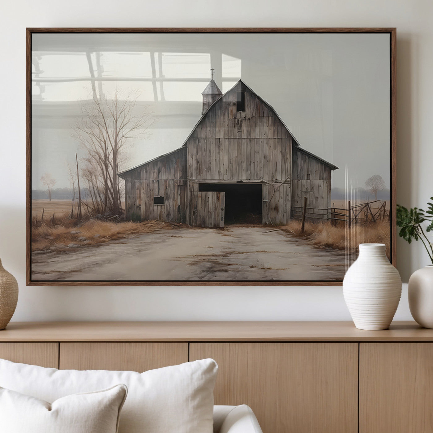 MGV-FP-36X24-3P - Farmhouse Rustic Barn Wall Art Canvas Print – Framed and Ready to Hang – Perfect Addition to