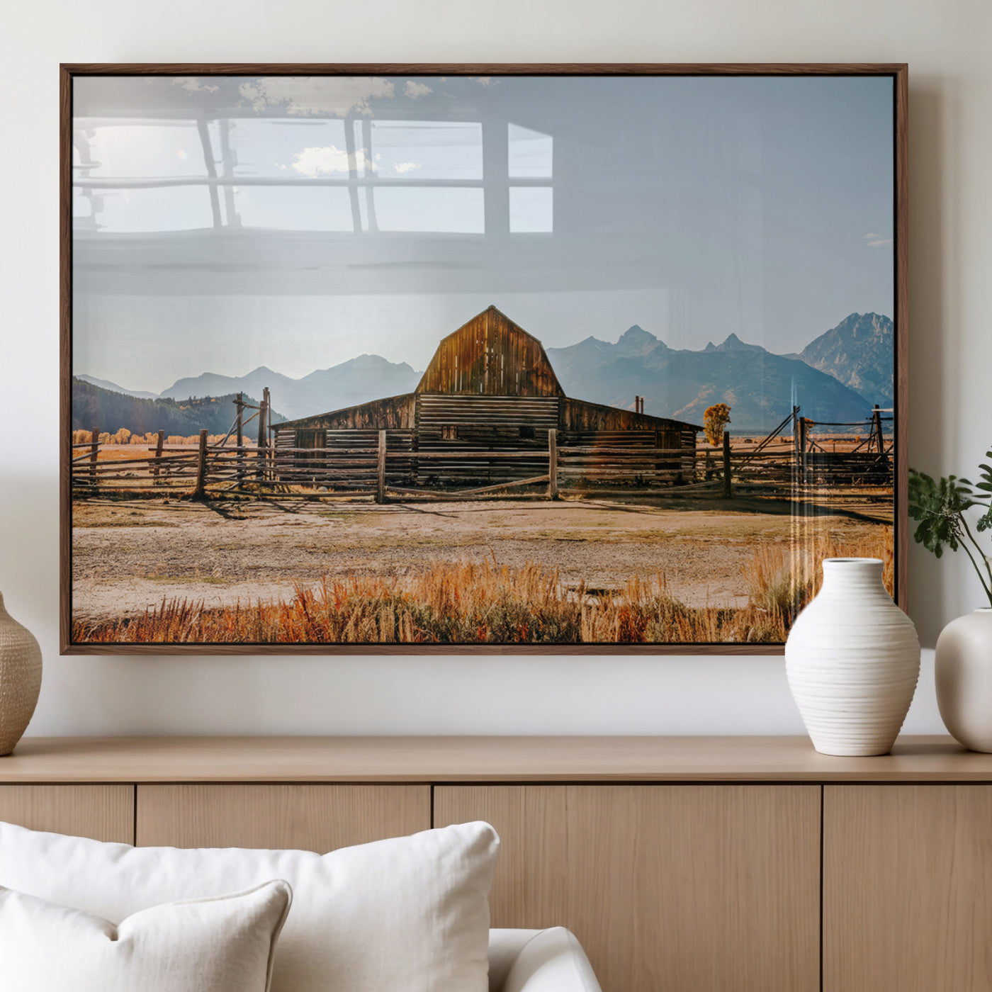 MGV-FP-36X24-3P - Vintage Old Barn Field Wall Art Canvas Print for Farmhouse Decor - Rustic Barn Wall Art Canvas Print