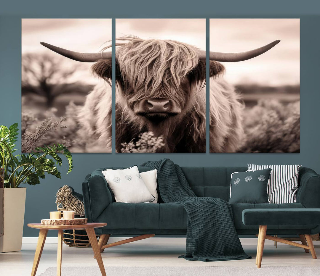 Scottish Cow Longhorn Wall Art Canvas Print.