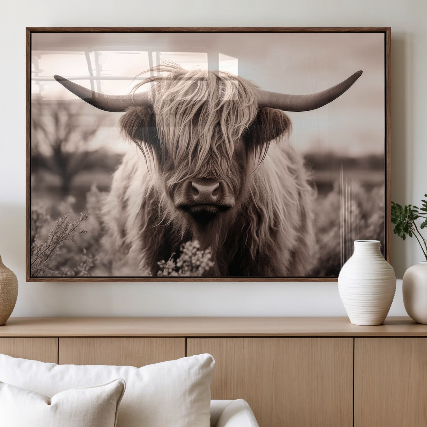 MGV-FP-36X24-3P - Scottish Cow Longhorn Wall Art Canvas Print