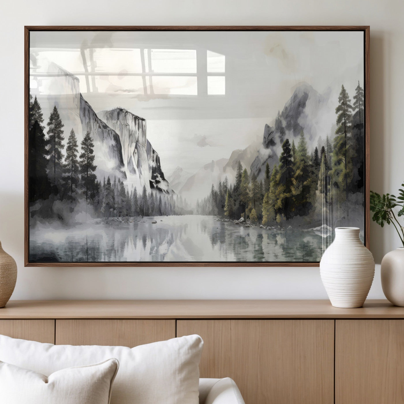 MGV-FP-36X24-3P - Yosemite Valley Wall Art Canvas Print – Framed and Ready to Hang – Majestic Nature Landscape Décor