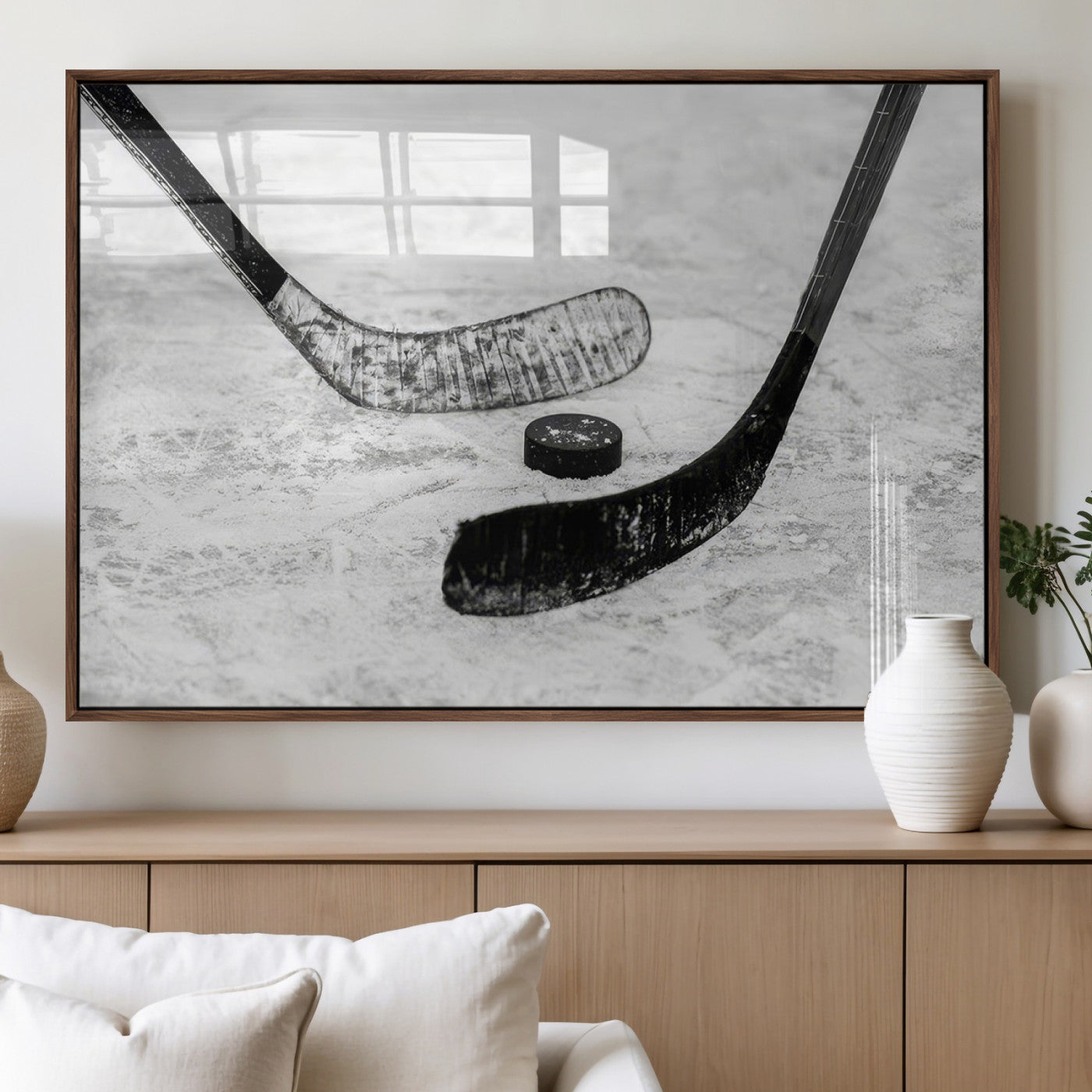 MGV-FP-36X24-3P - Winter Ice Hockey Sport Canvas Wall Art Print - Hockey Wall Art Print