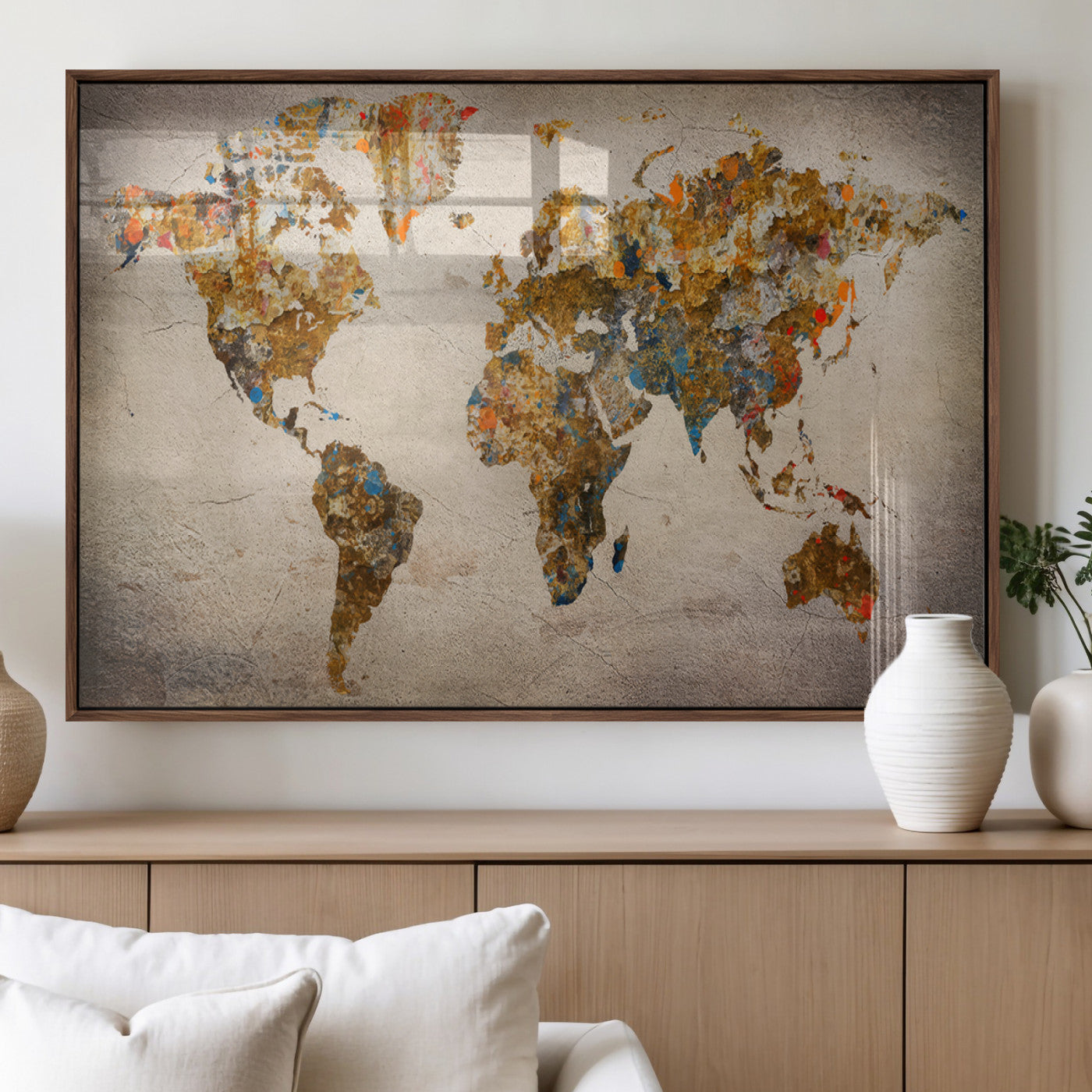 MGV-FP-36X24-3P - Push Pin World Map Canvas Print – Framed Wall Art for Couples to Track Their Travels – Anniversary