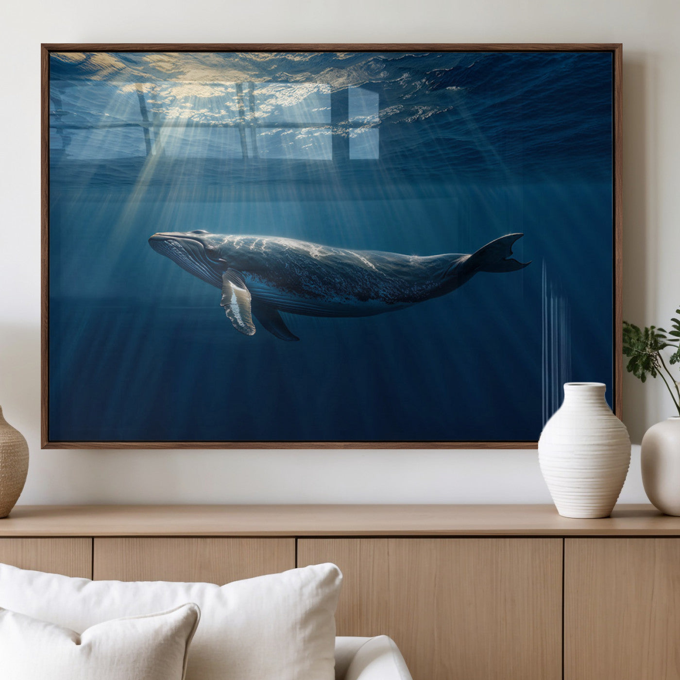 18052-MGV-FP-36X24-3P_Walnut-Whale under Ocean Wall Art Canvas Print