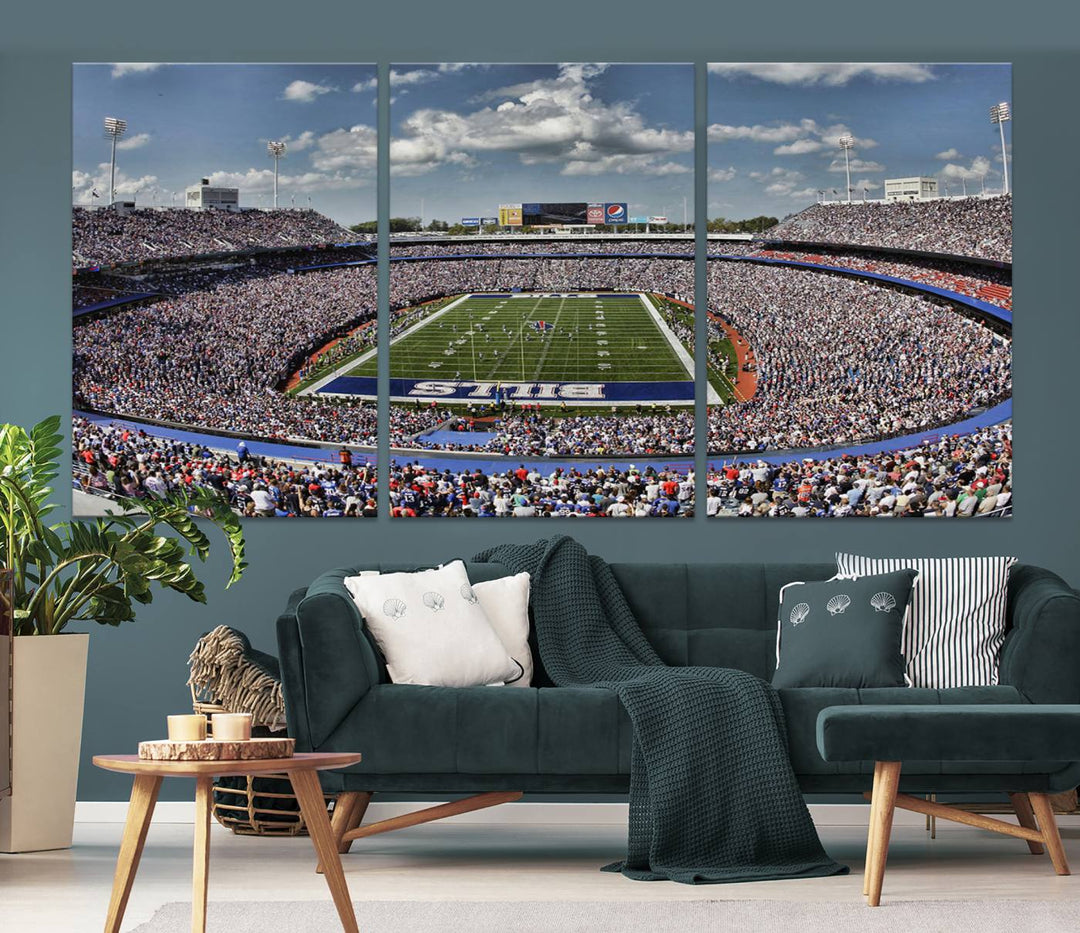 Buffalo Bills Football Team Print - Highmark Stadium Wall Art Canvas Print - Bills Stadium Game Day Triple Canvas Wall Art - Buffalo Bills NFL Match