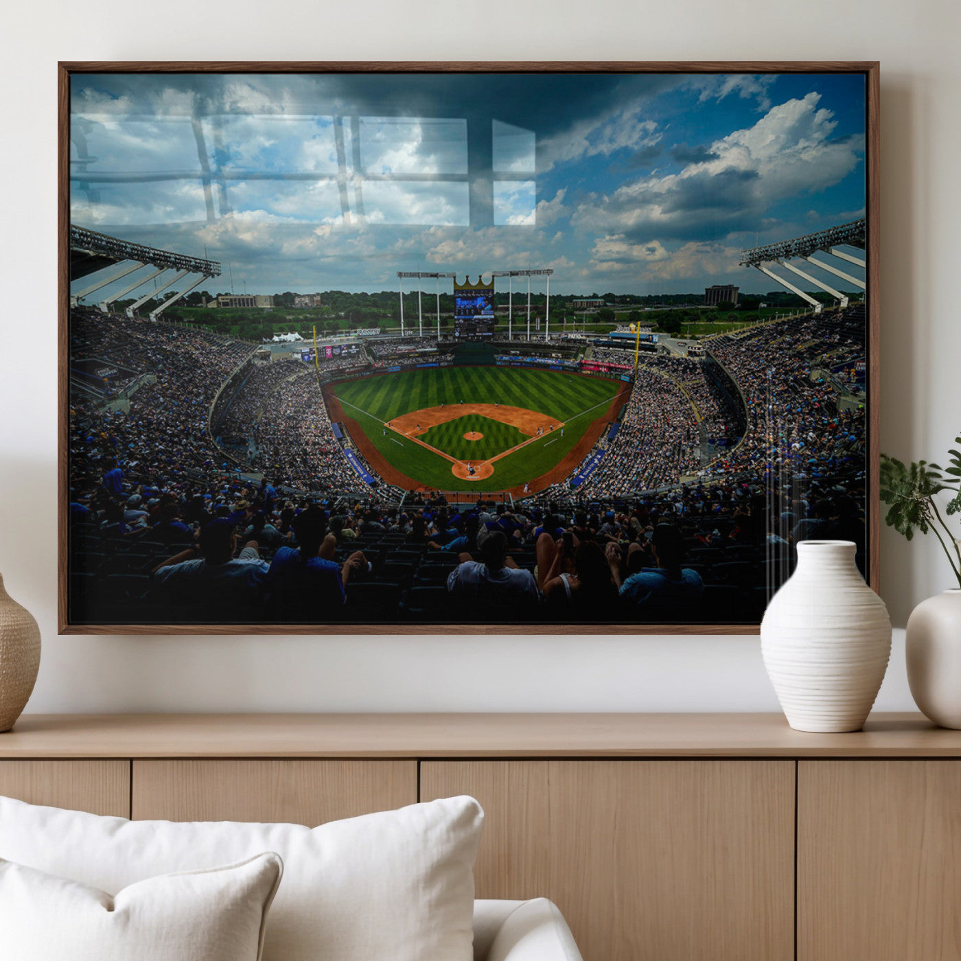 MGV-FP-36X24-3P - 3-Panel Kauffman Stadium Wall Art Print | Large Kansas City Royals Baseball Canvas Print for Sports