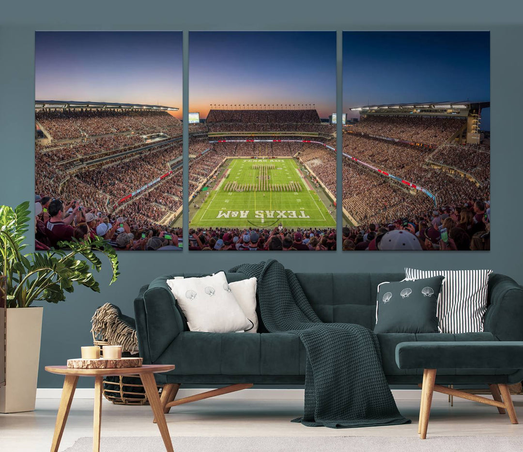 Texas A&M University Aggies Football Team Print - College Station Kyle Field Stadium Wall Art Canvas Print