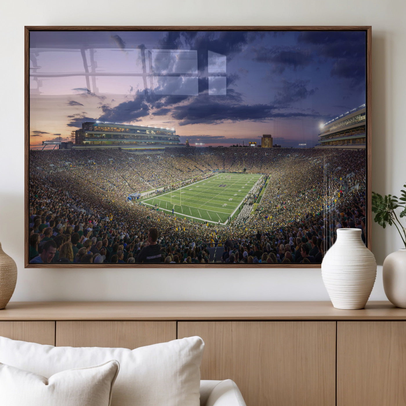MGV-FP-36X24-3P - Notre Dame Fighting Irish Football Team Print - Notre Dame Stadium Wall Art Canvas Print