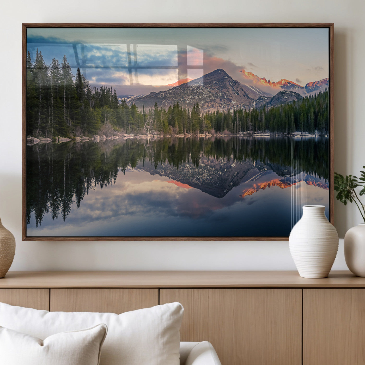 MGV-FP-36X24-3P - Bear Lake Reflection at Rocky Mountain National Park Wall Art Canvas Print, Scenic Mountain Landscape Canvas Print Set | Mountain Lake Wall Art Print