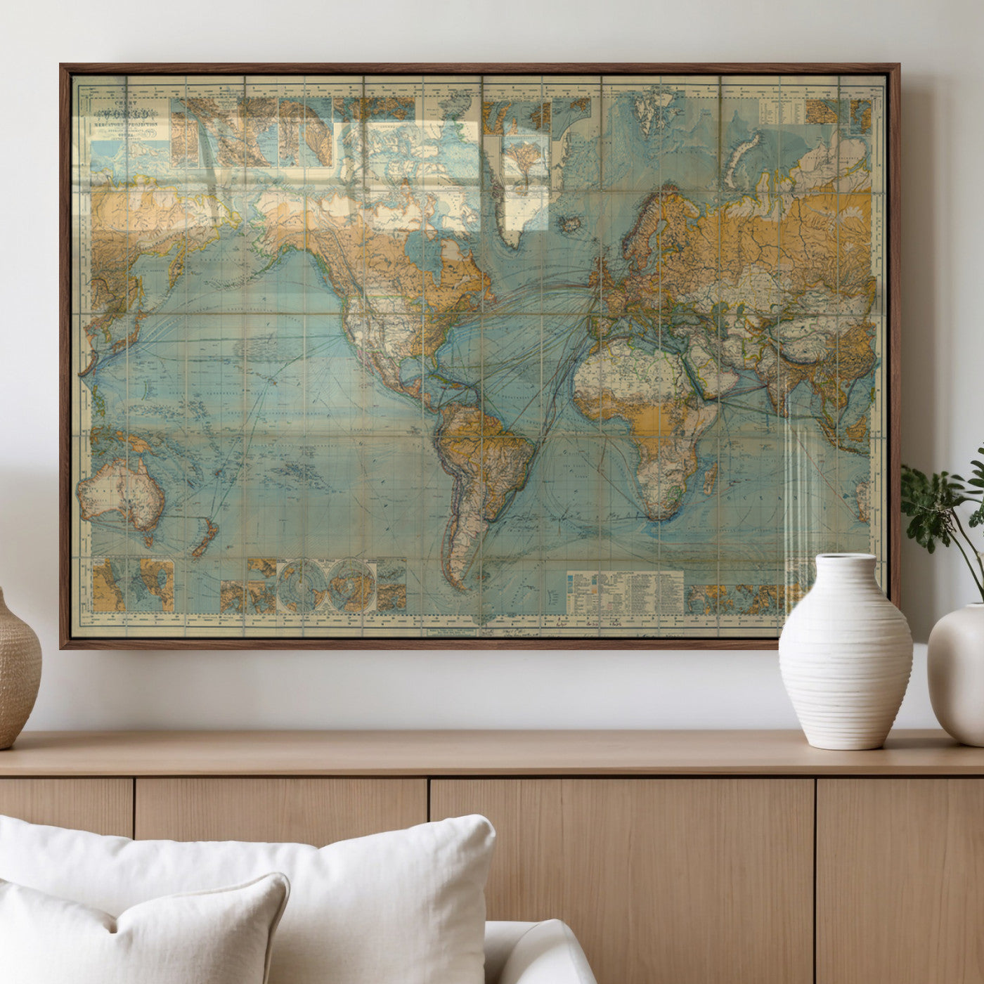 MGV-FP-60X30-3P - Push Pin World Map Canvas Print – Framed Wall Art for Couples to Track Their Travels – Anniversary
