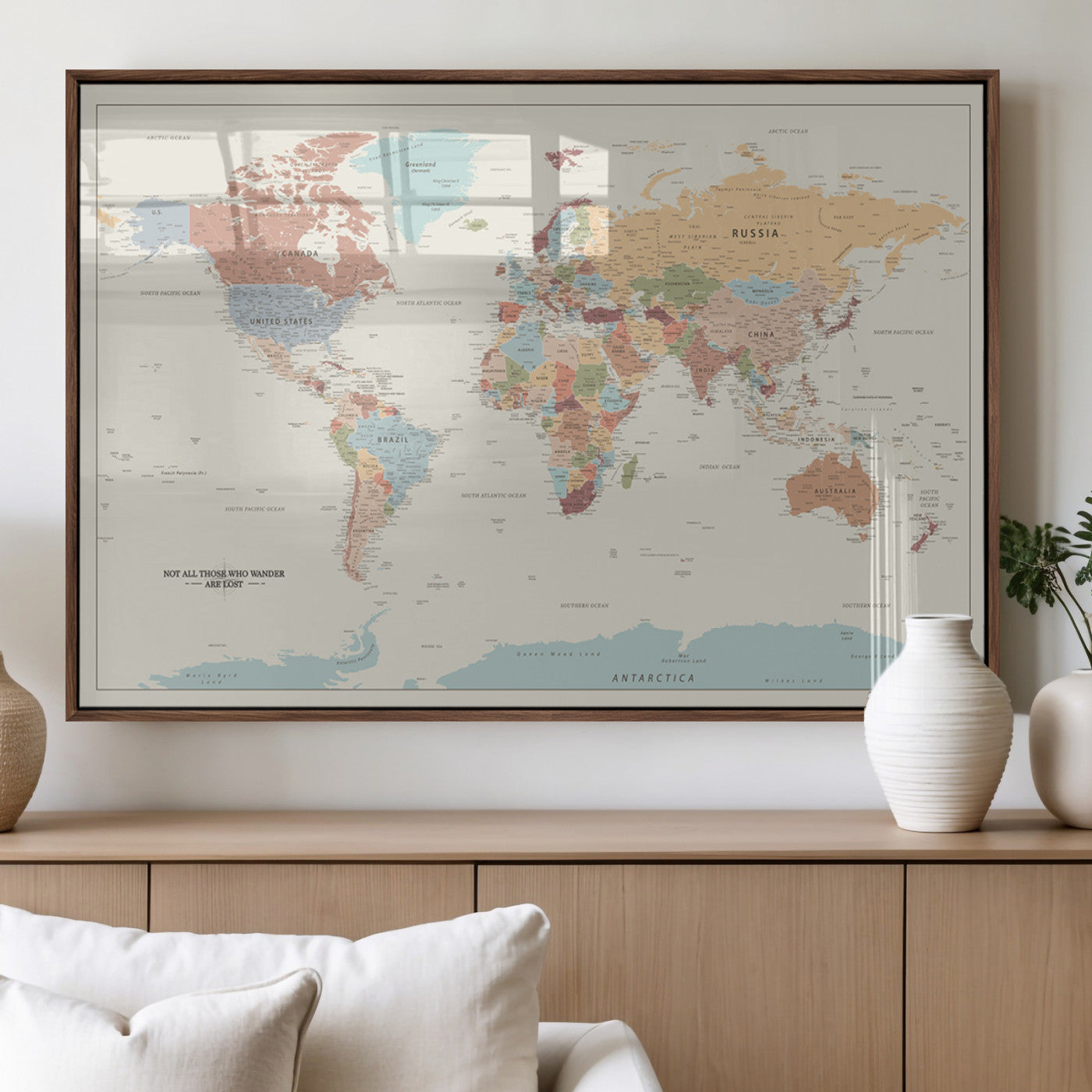 MGV-FP-60X30-3P - Push Pin World Map Canvas Print – Framed Wall Art for Couples to Track Their Travels – Anniversary