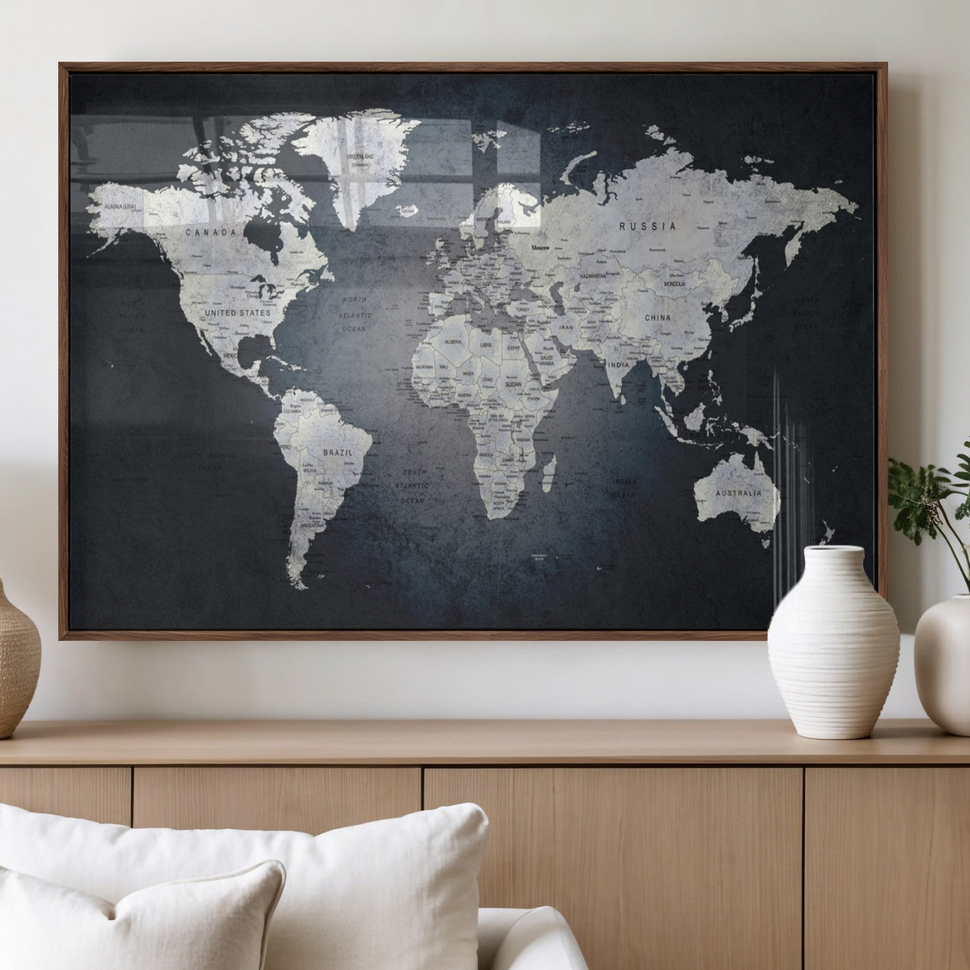 MGV-FP-60X30-3P - World Map Wall Art Canvas Print for Home and Office Decor