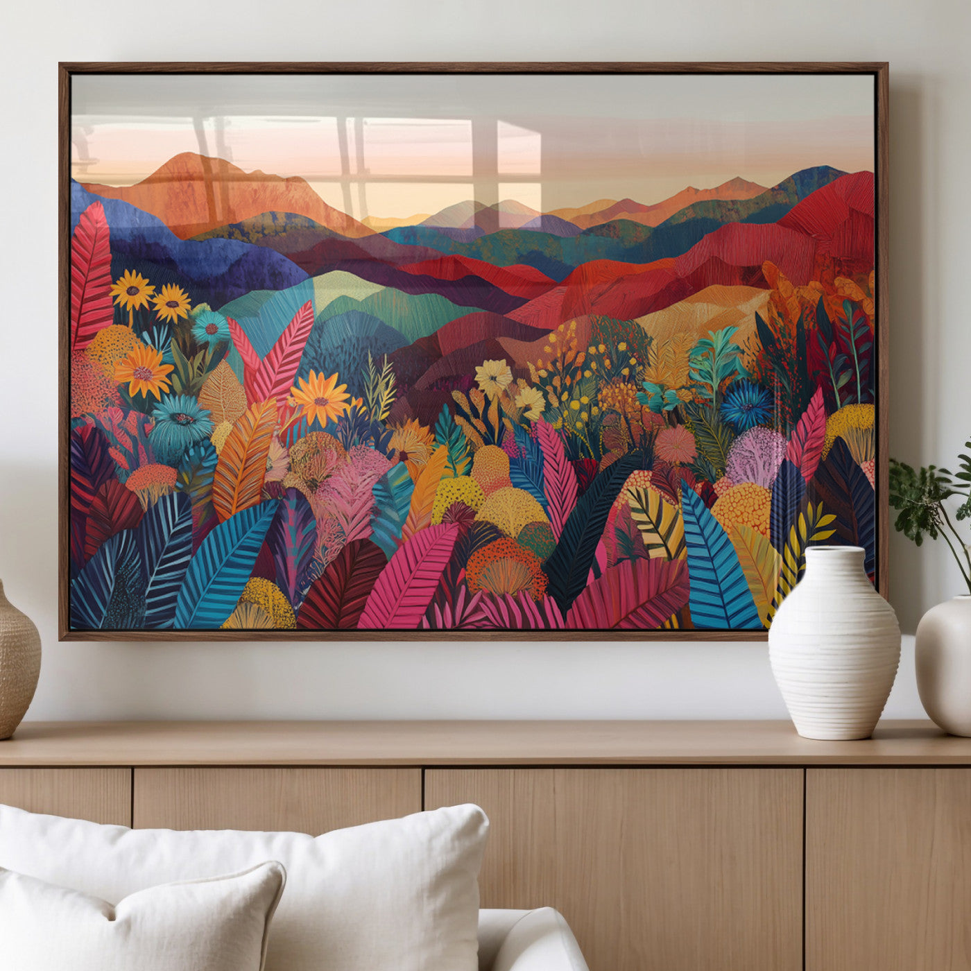 MGV-FP-60X30-3P - YAYOI KUSAMA Abstract Print - Landscape Canvas Wall Art Print - Vibrant Modern Decor for Living