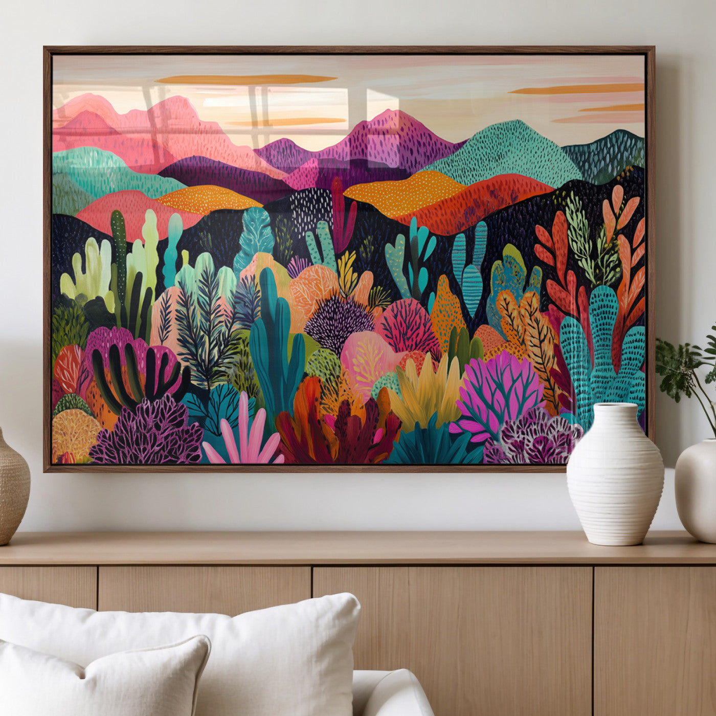 MGV-FP-60X30-3P - Abstract Kusama Print - Landscape Canvas Wall Art Print - Vibrant Modern Decor for Living Room,