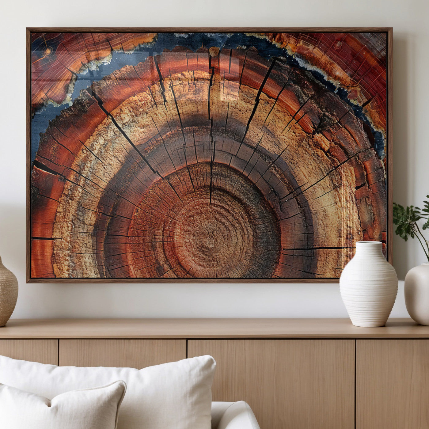 MGV-FP-60X30-3P - Abstract Tree Ring Art, Colorful Tree Ring Wall Decor, Minimalist Home Canvas Art, Modern Farmhouse