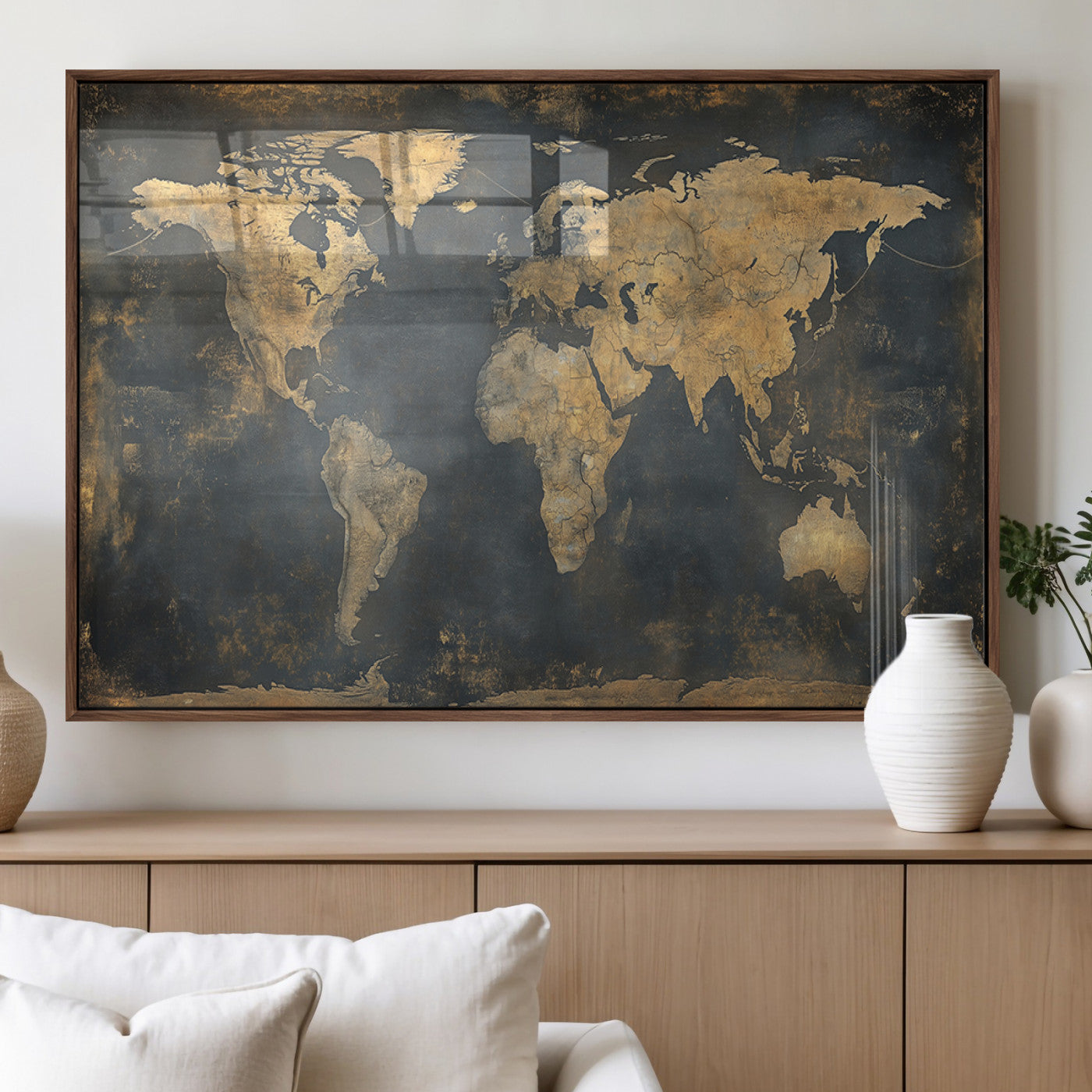 MGV-FP-60X30-3P - Push Pin World Map Canvas Print – Framed Wall Art for Couples to Track Their Travels – Anniversary