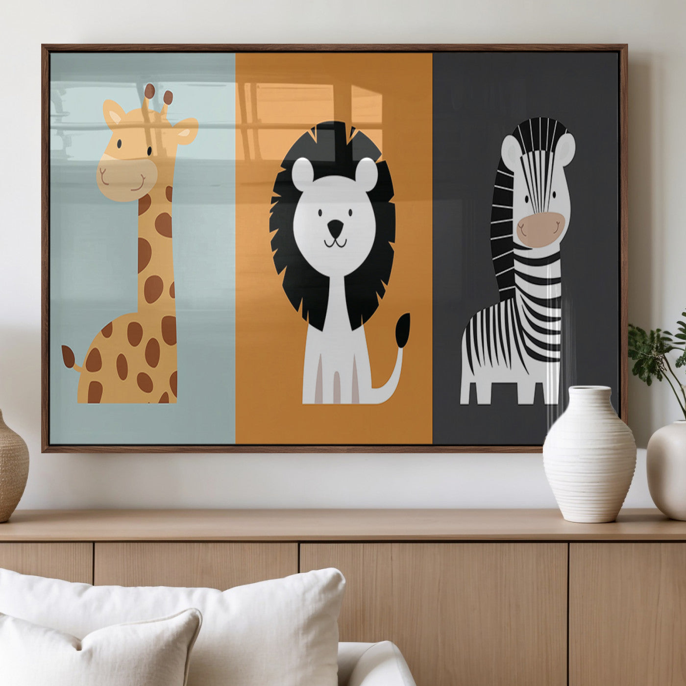 MGV-FP-36X24-3P - Boho Jungle Animal Nursery Wall Art Prints - Safari Decor in Earth Tones for Modern and Stylish