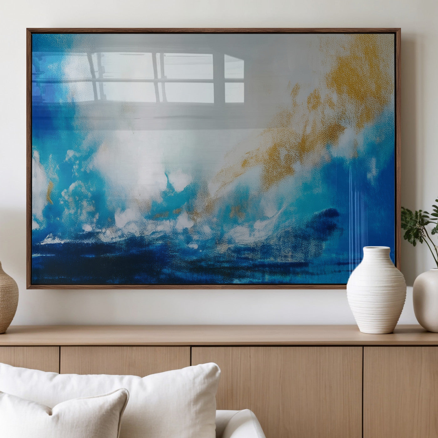 MGV-FP-60X30-3P - Blue Abstract Print - Dynamic Ocean-Inspired Canvas Wall Art