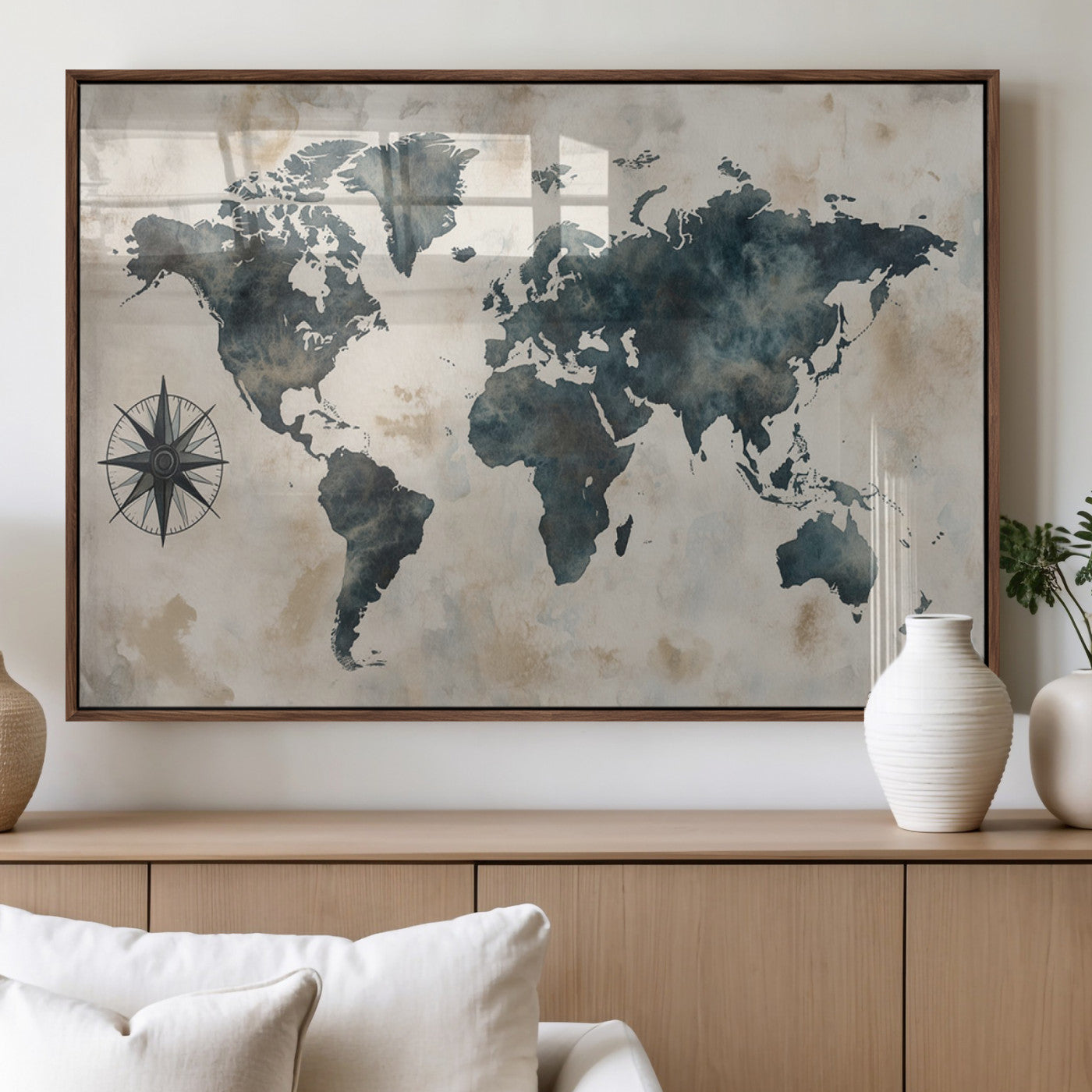 MGV-FP-60X30-3P - Push Pin World Map Canvas Print – Framed Wall Art for Couples to Track Their Travels – Anniversary