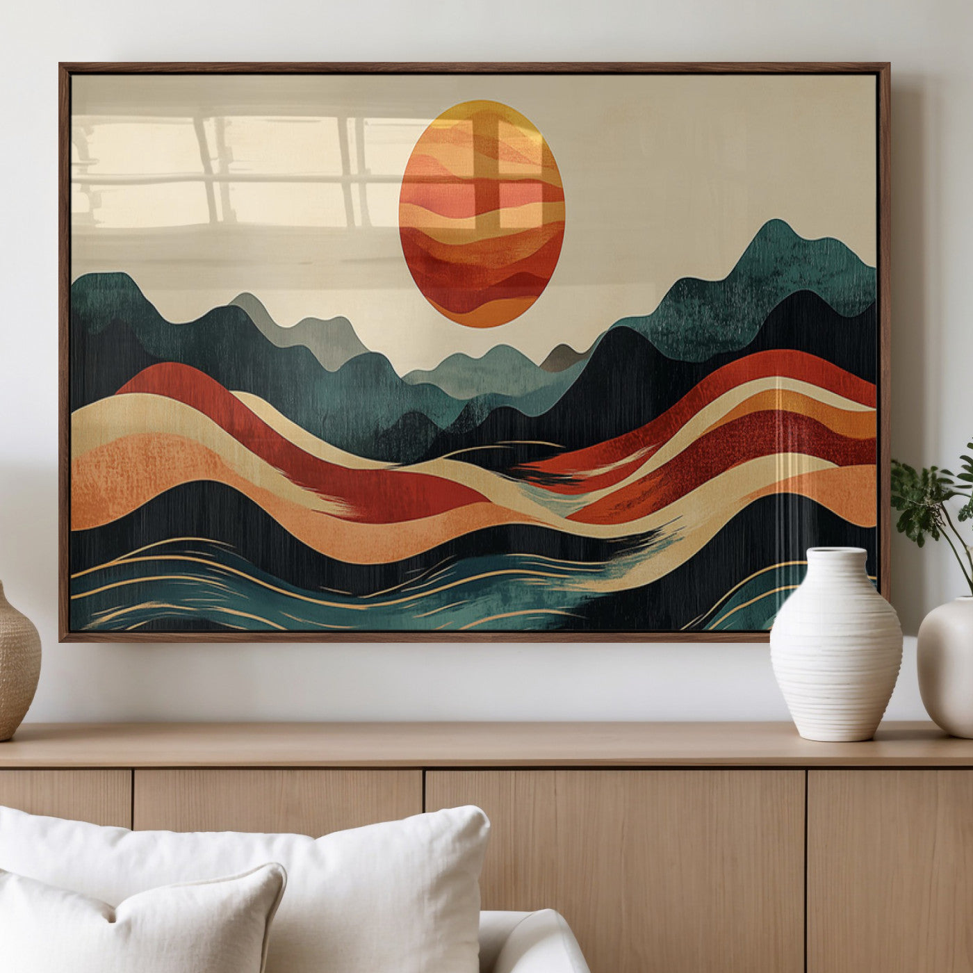 MGV-FP-60X30-3P - Mountain Triptych Wall Art - Western Nature Prints - Framed Boho Pine Tree Canvas for Log Cabin or