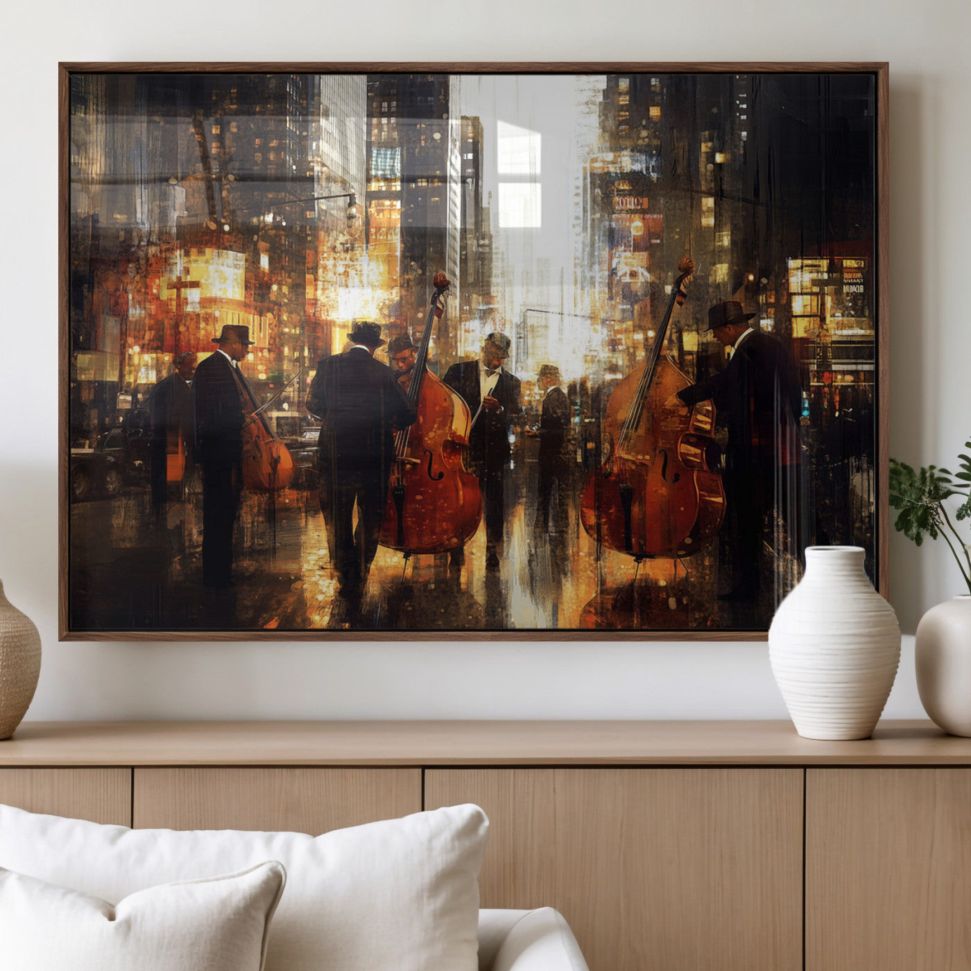 MGV-FP-60X30-3P - Abstract Jazz Art Wall Art Canvas Print - Framed Abstract Music Canvas - Colorful Instrument Poster