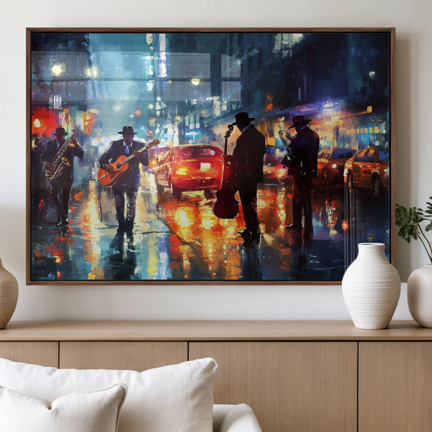 MGV-FP-60X30-3P - African American Jazz Canvas - Abstract Music Wall Art Print - Abstract Jazz Wall Art Framed Prints