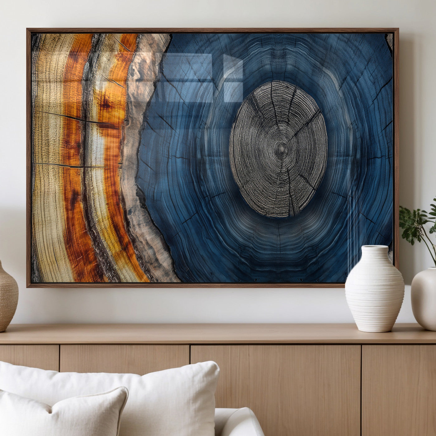 MGV-FP-36X24-3P - Abstract Tree Rings Wall Art Canvas Print - Wood Grain Rings Artwork Print - Nature Woodland Modern