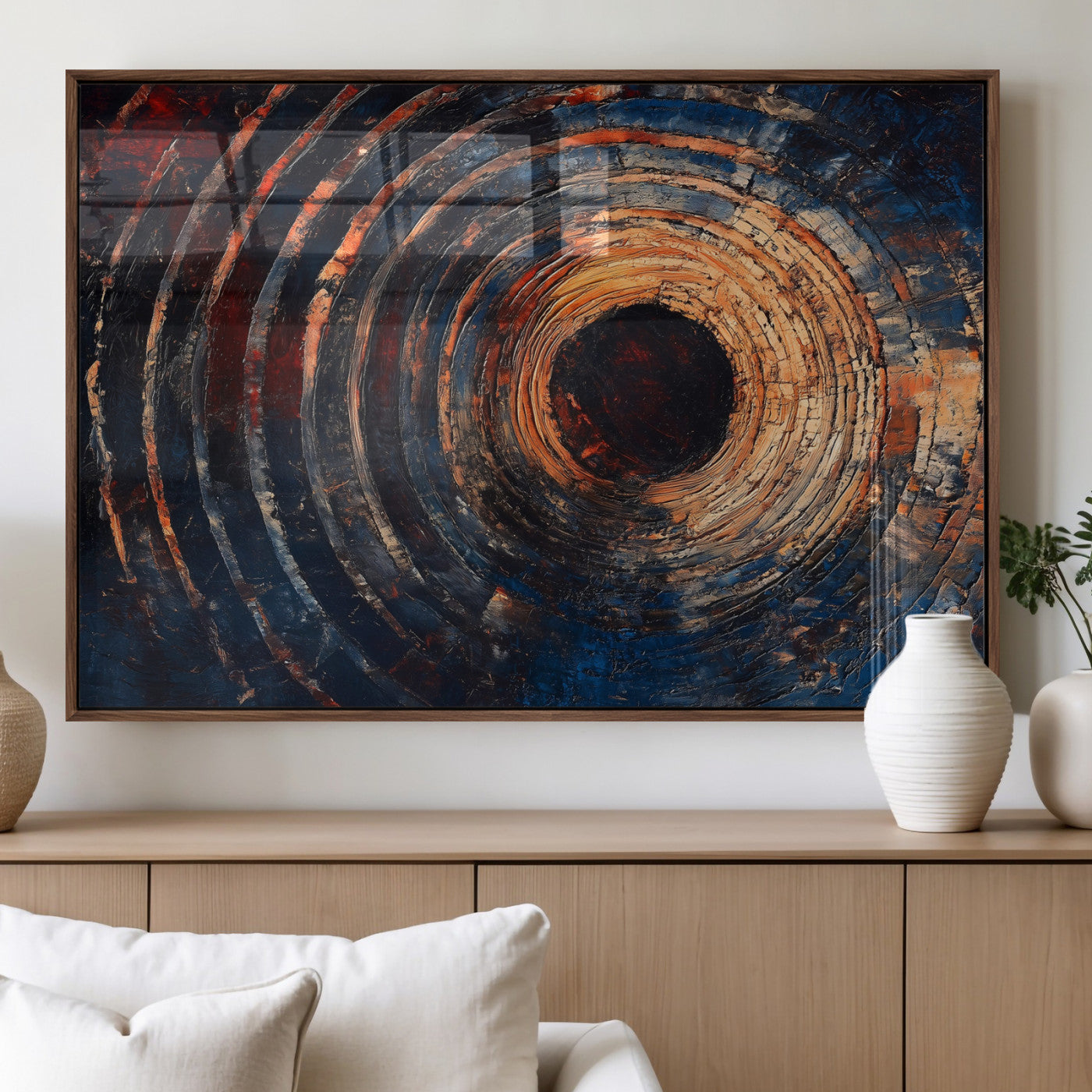 MGV-FP-60X30-3P - Wood Tree Ring Wall Art Canvas Print, Framed Natural Wood Art Picture Print, Rustic Tree Slice Perfect Rustic Decor Artwork