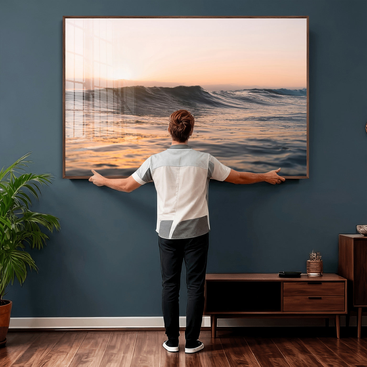 46299358-MGV-CV-36X24 - Golden Sunset Ocean Wall Art – Tranquil Waves & Peaceful Horizon Canvas Print, Soft Light and Evening Glow for Serene Beach, Home or Nature Decor
