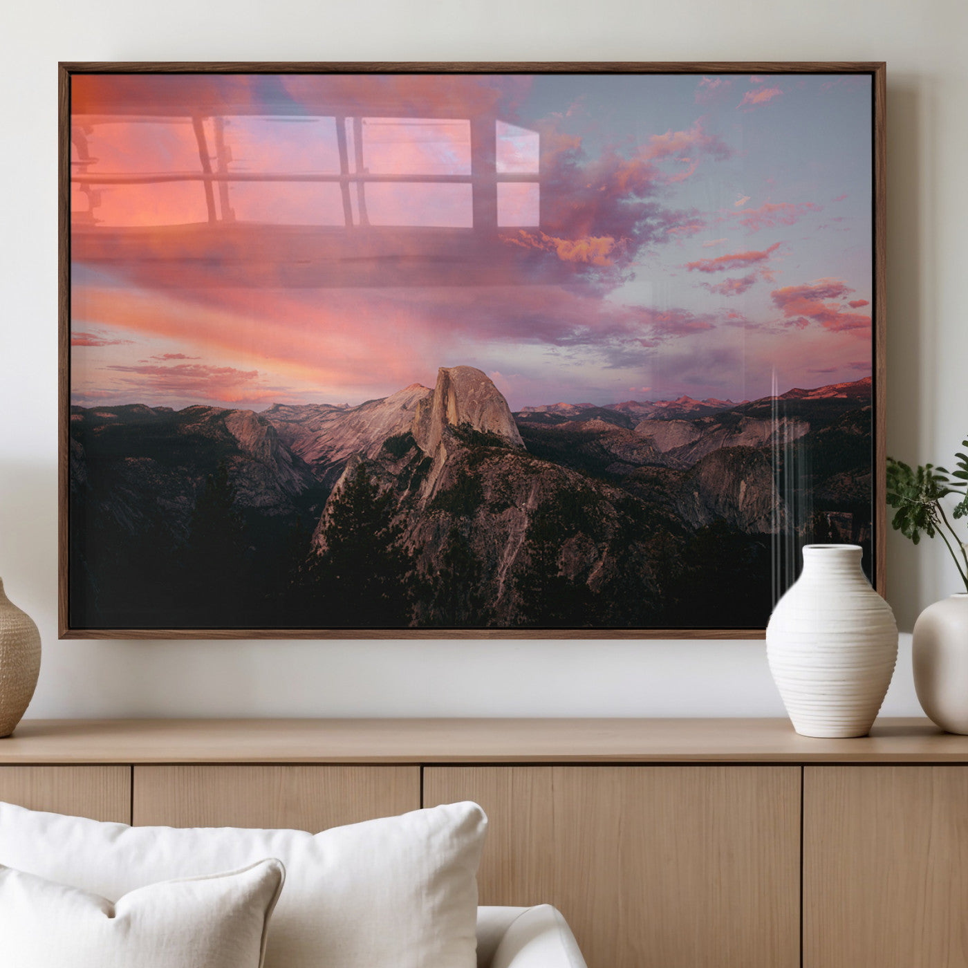 MGV-FP-60X30-3P - Half Dome Wall Art Canvas Print, Framed Yosemite National Park Art Picture Print, Dramatic Sunset Perfect Adventurous Wilderness Decor Artwork
