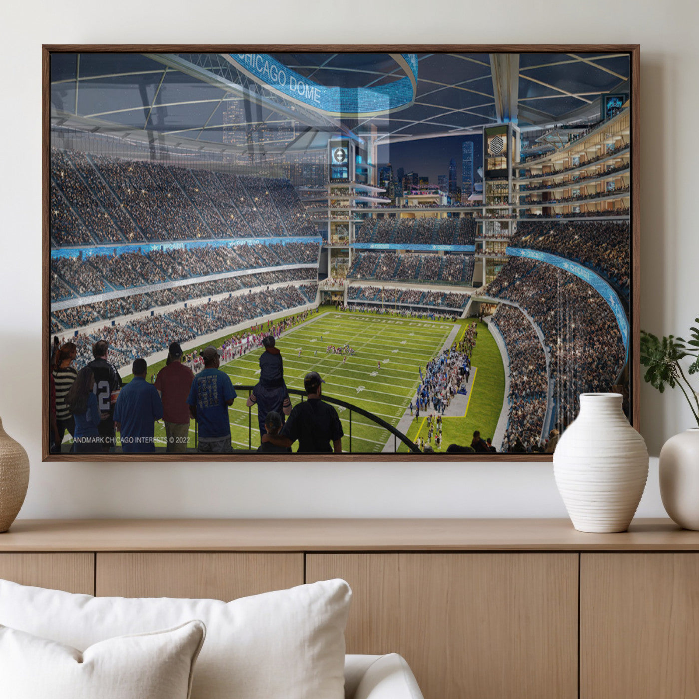 MGV-FP-60X30-3P - Chicago Bears Soldiers Field Wall Art Canvas Print – Framed Football Stadium Artwork for Sports