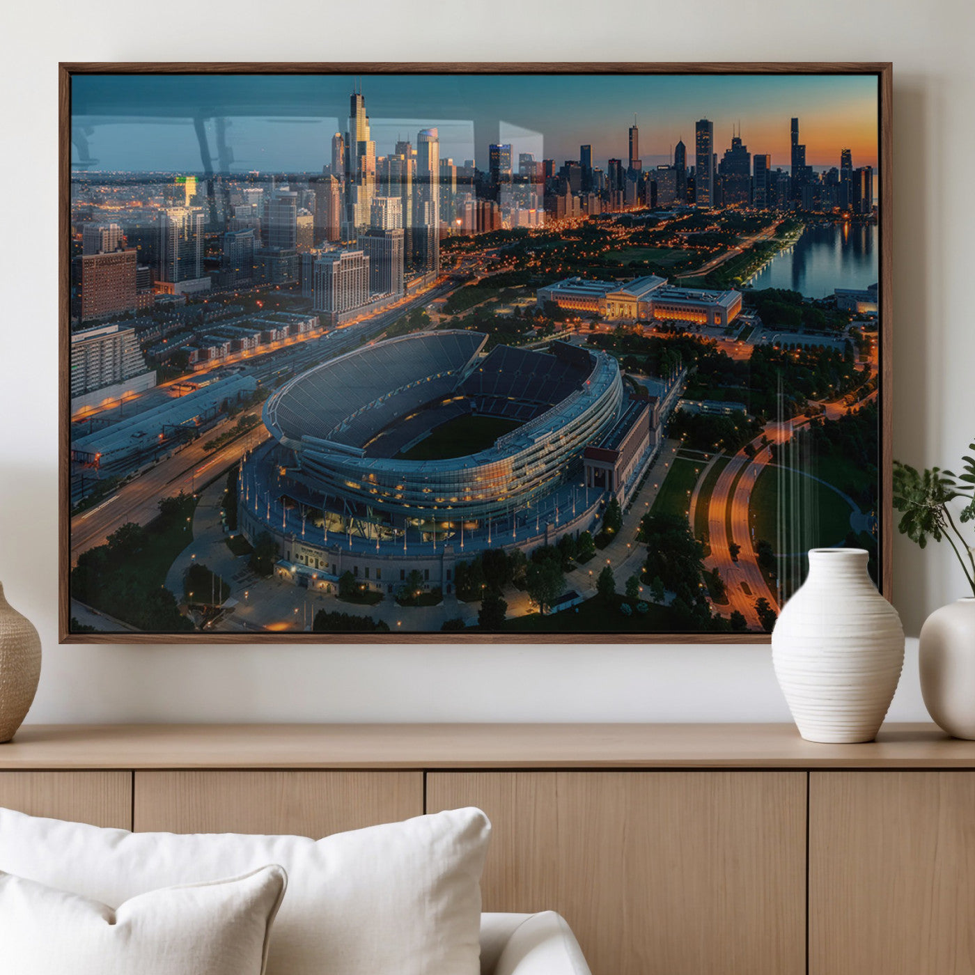 MGV-FP-60X30-3P - Chicago Bears Soldiers Field Wall Art Canvas Print – Framed Football Stadium Artwork for Sports