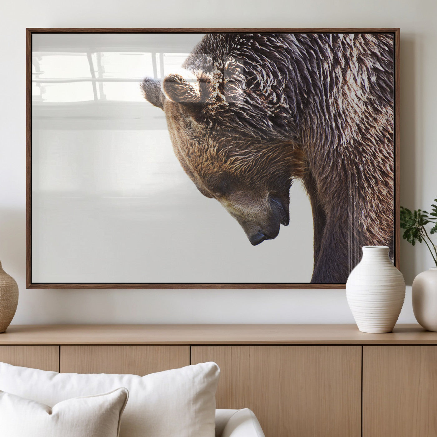Majestic Bear Portrait - Capture the raw beauty of a bear in a detailed close-up, perfect for your Wall Art Canvas Print collection