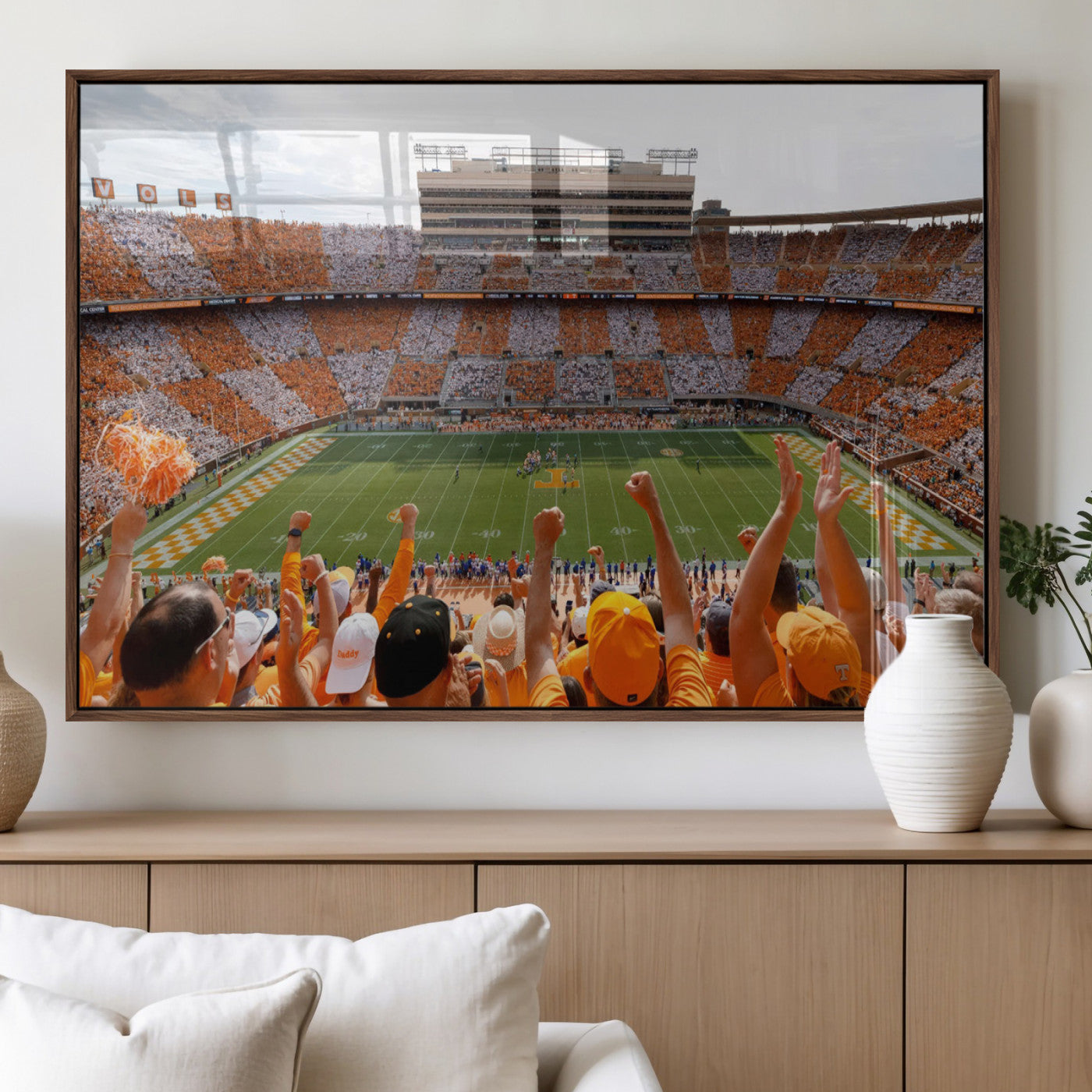 76011417-MGV-CV-60X30-3P-Tennessee Neyland Stadium Wall Art Print, Sports Arena Canvas Wall Art, Panoramic Stadium Canvas Print, Modern Athletic Field Art Printing