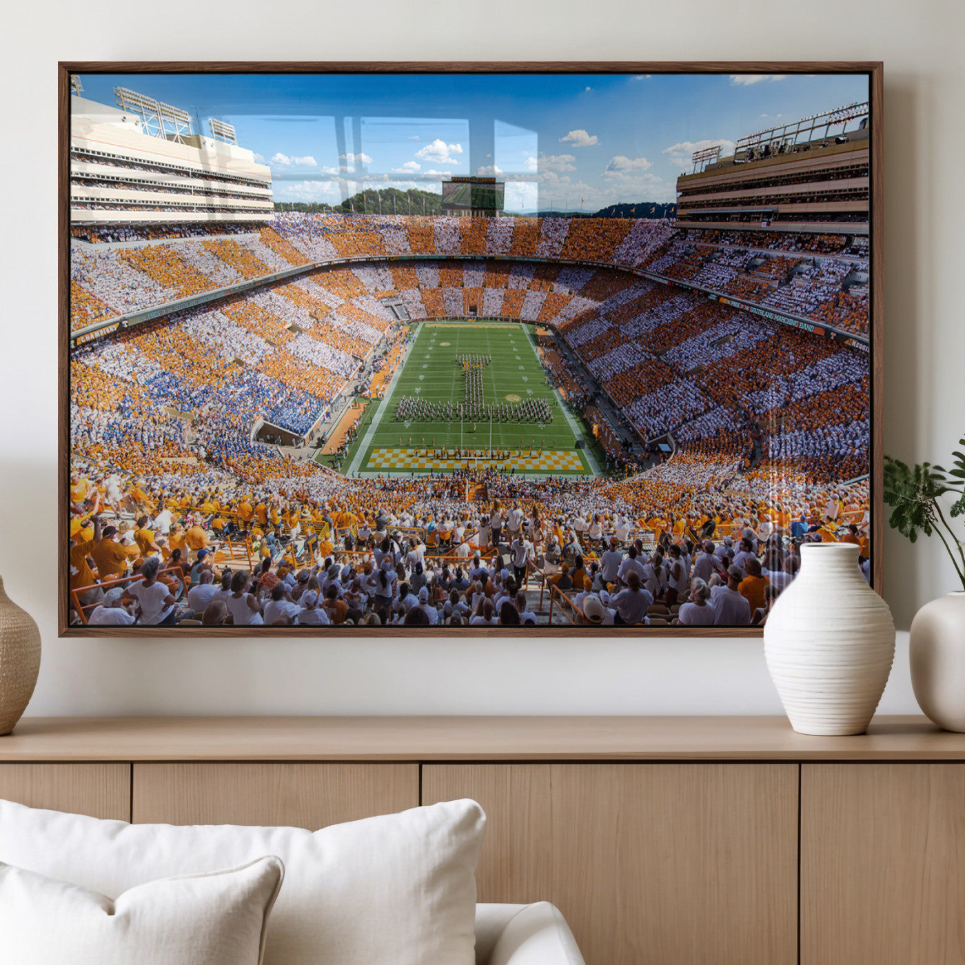 77097951-MGV-FP-36X24 - Tennessee Neyland Stadium Wall Art, Sports Arena Canvas Print, Panoramic Stadium Canvas Artwork for Home, Office