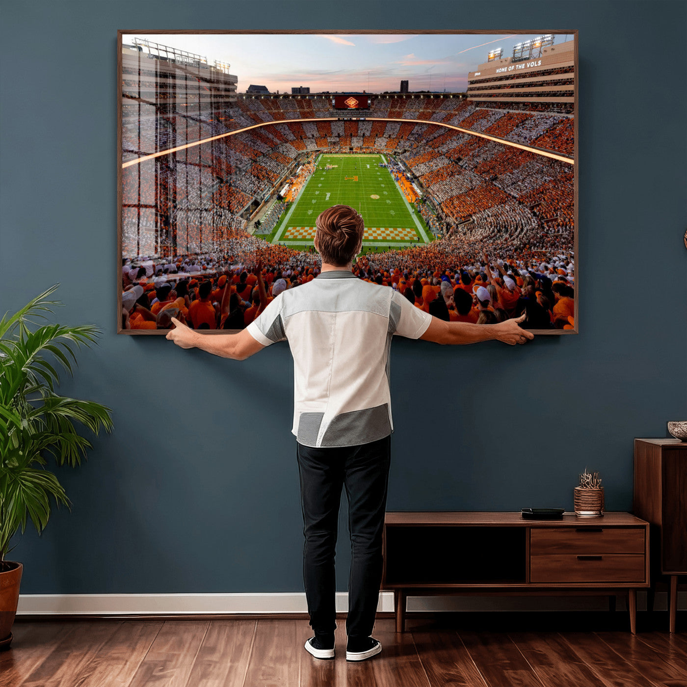37160229-MGV-CV-36X24 - Tennessee Neyland Stadium Wall Art, Sports Arena Canvas Print, Panoramic Stadium Canvas Artwork for Home, Office